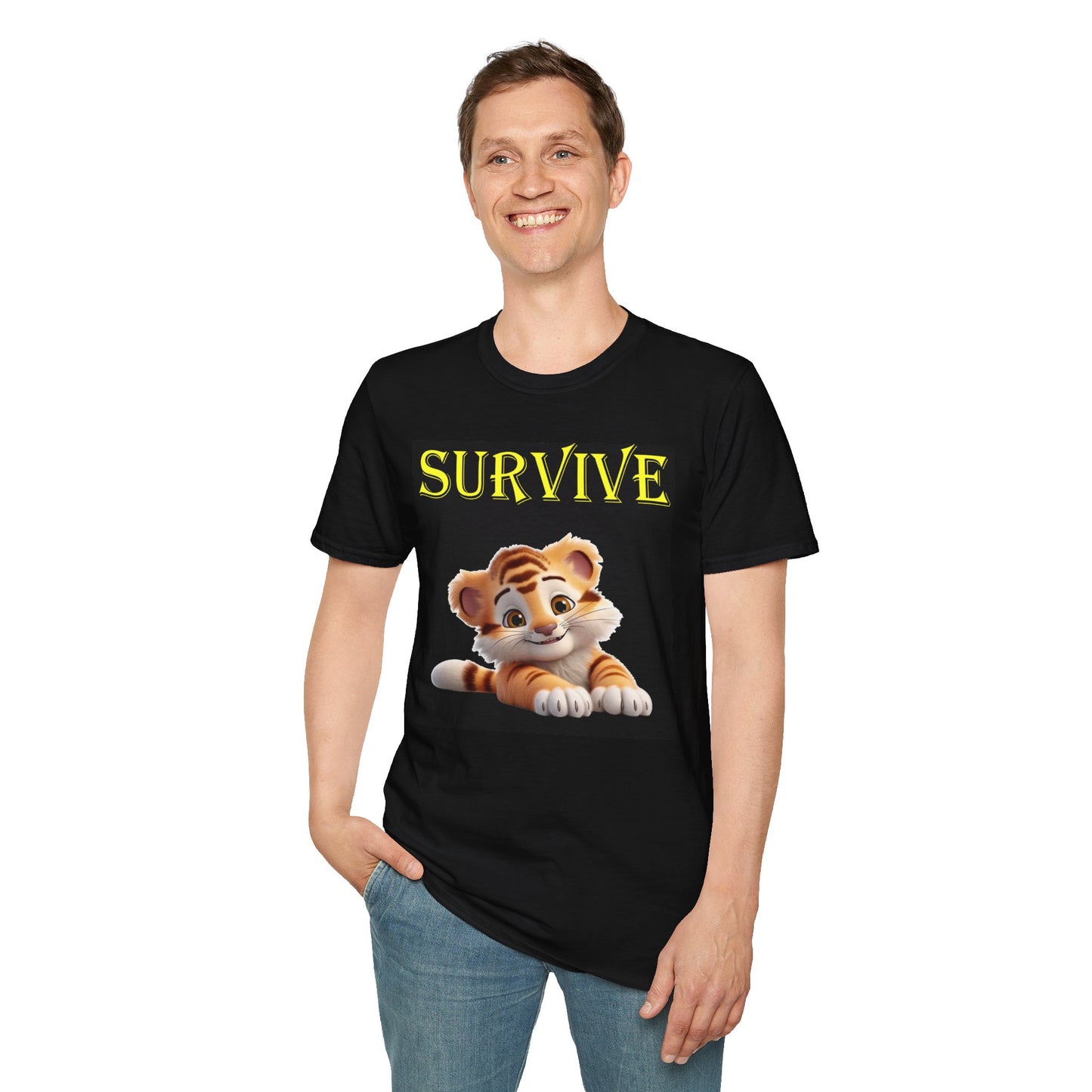 Princess Grace Survive Tiger Unisex Softstyle T-Shirt Cute Animal Graphic Tee