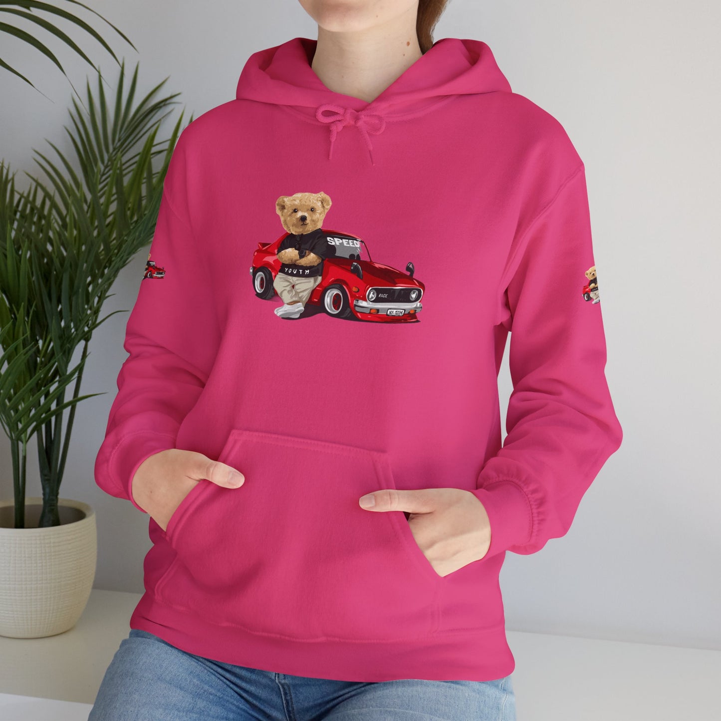 Princess Grace Vintage Bear Car Hoodie Fun Unisex Sweatshirt for Auto Lovers