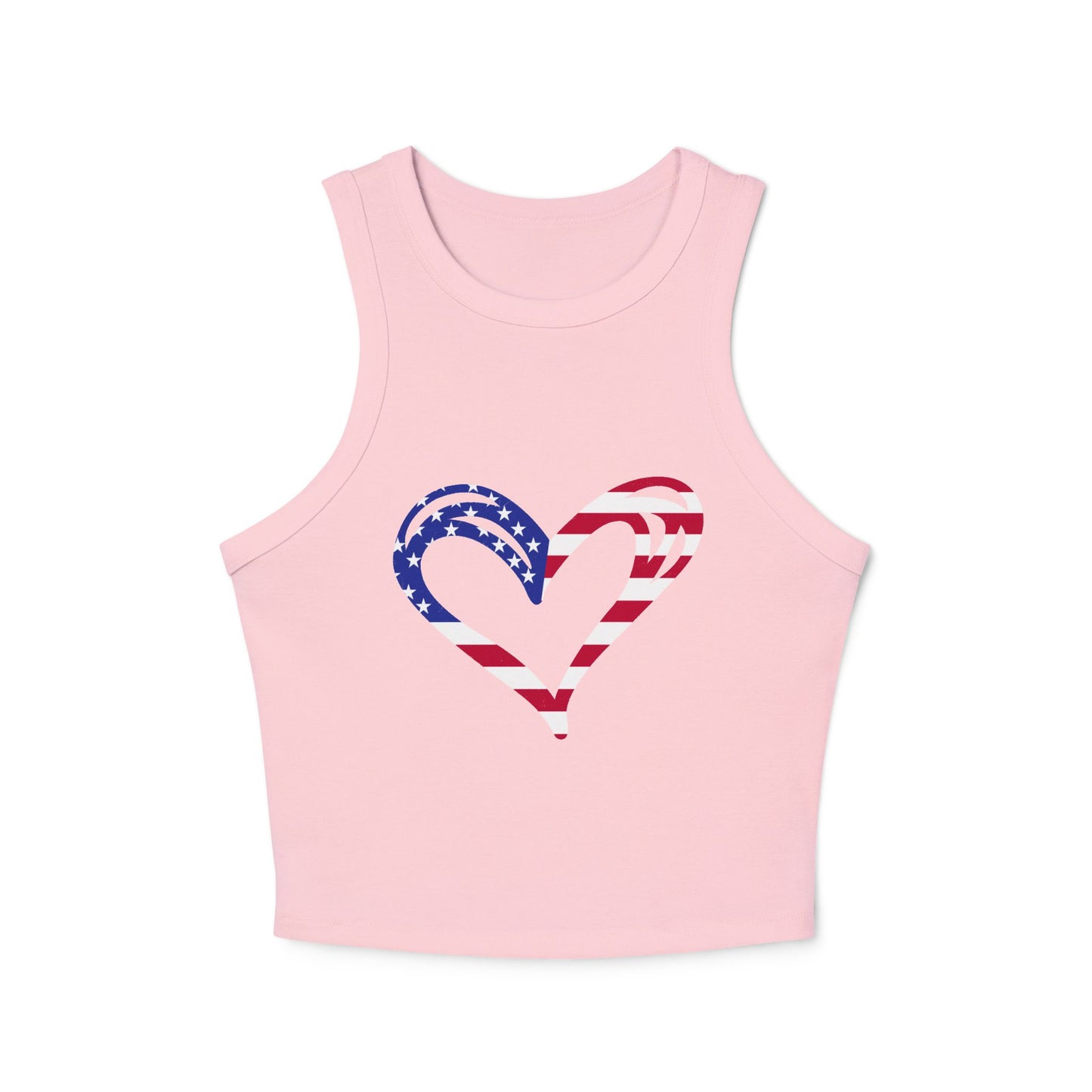 Princess Grace Patriotic Heart Women's Micro Rib Racer Tank Top USA Love Tank 4th of July Celebration
