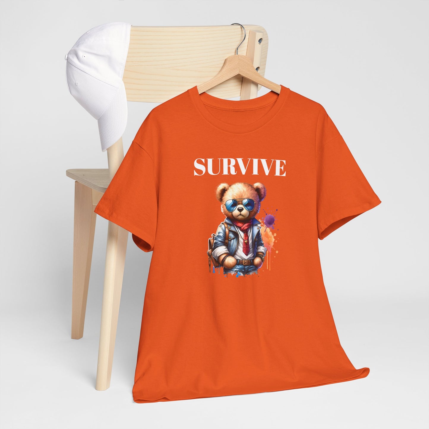 Princess Grace Survive Graphic Unisex Heavy Cotton Tee Streetwear Style with Bear Design