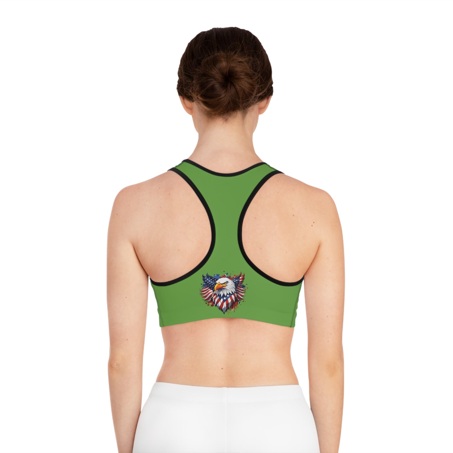 Princess Grace Patriotic Eagle Sports Bra Bold American Eagle Design, Perfect for Fitness & Holidays