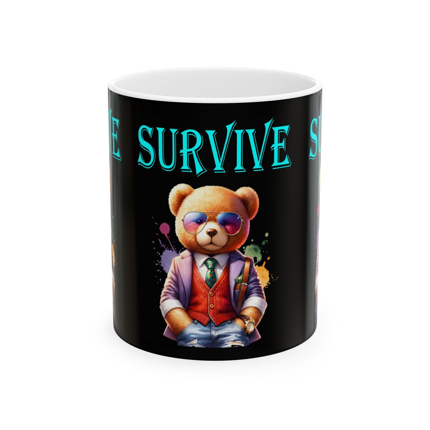 Princess Grace Cool Bear Survival Ceramic Mug Unique Animal Coffee Cup for Teddy Bear Lovers
