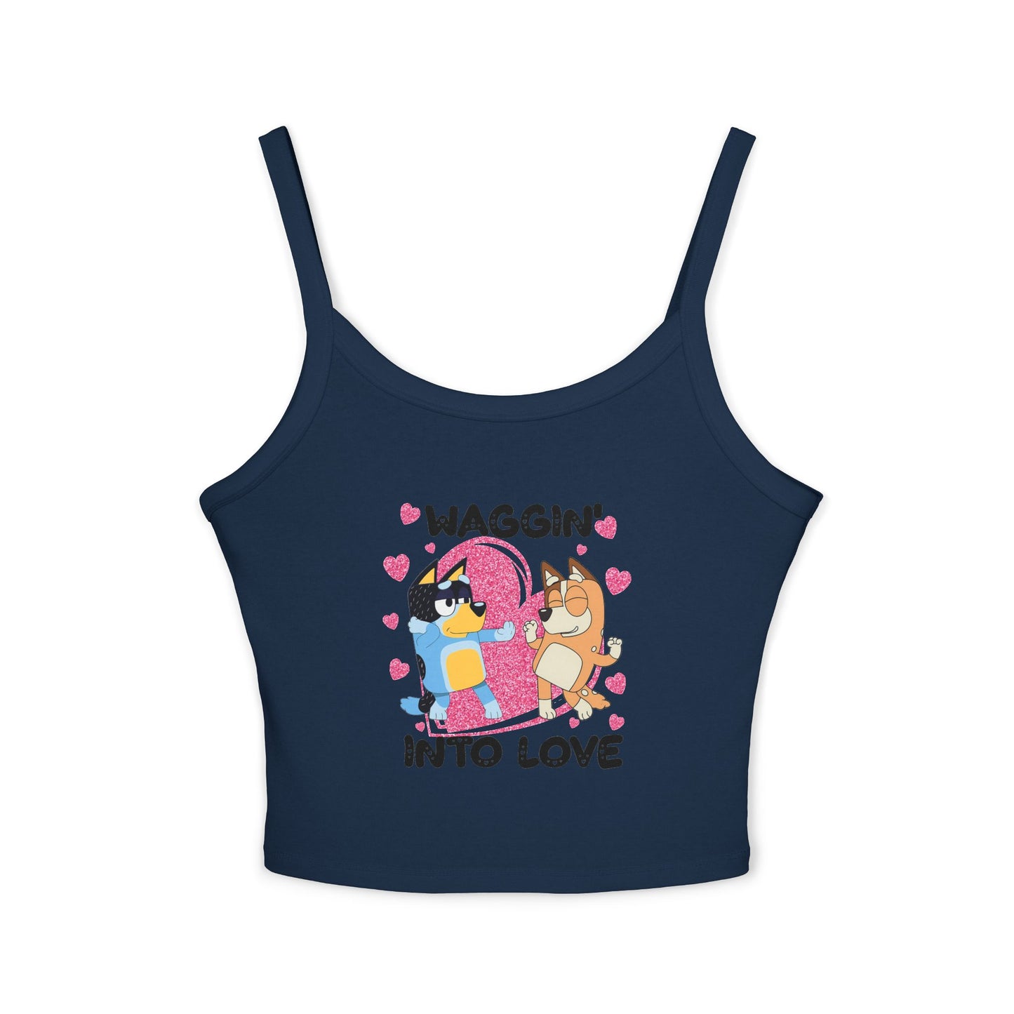 Princess Grace Bluey Waggin Into Love Women's Spaghetti Strap Tank Top Cute Pet Lover Apparel