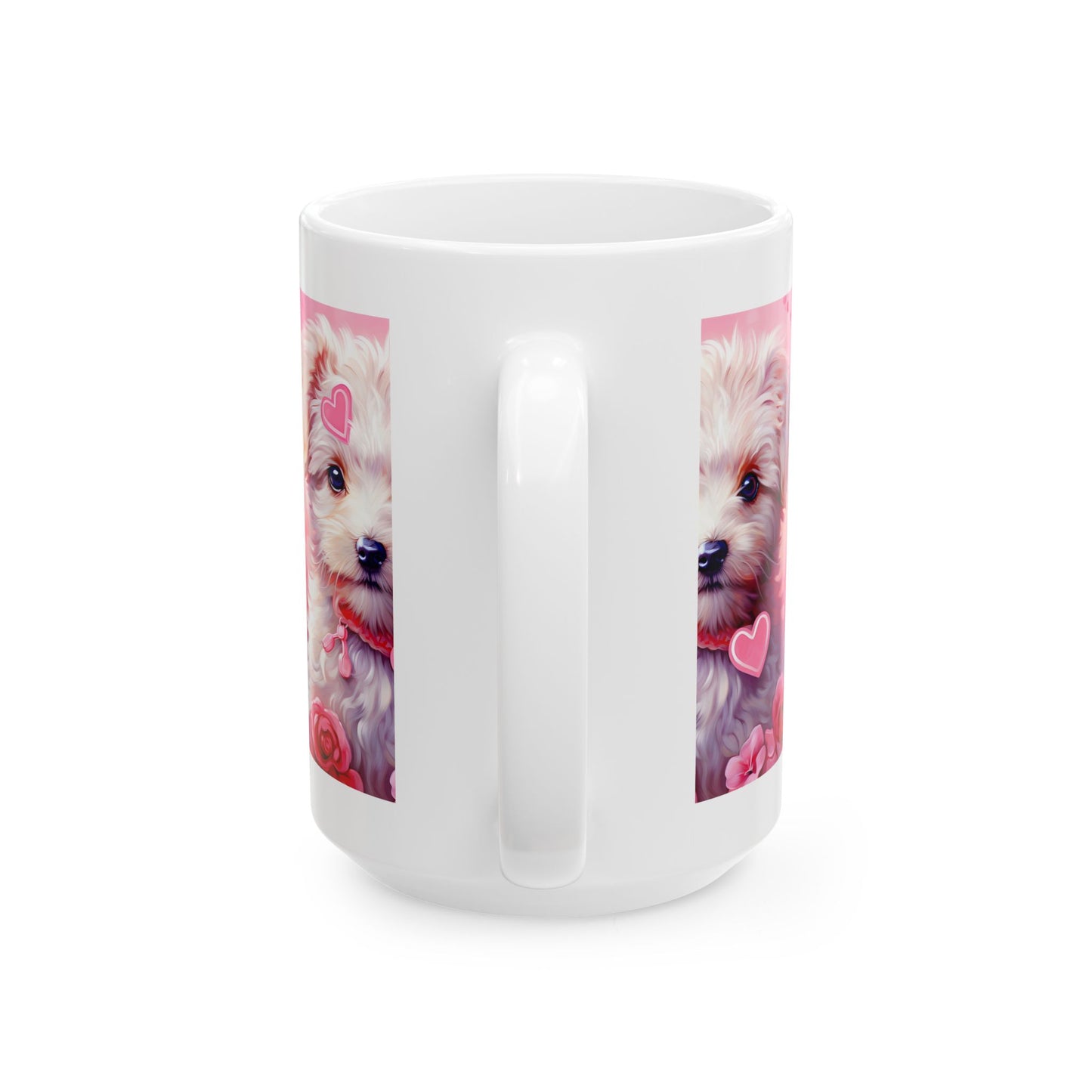 Princess Grace Cute Puppy Love Ceramic Mug Pink Floral Design