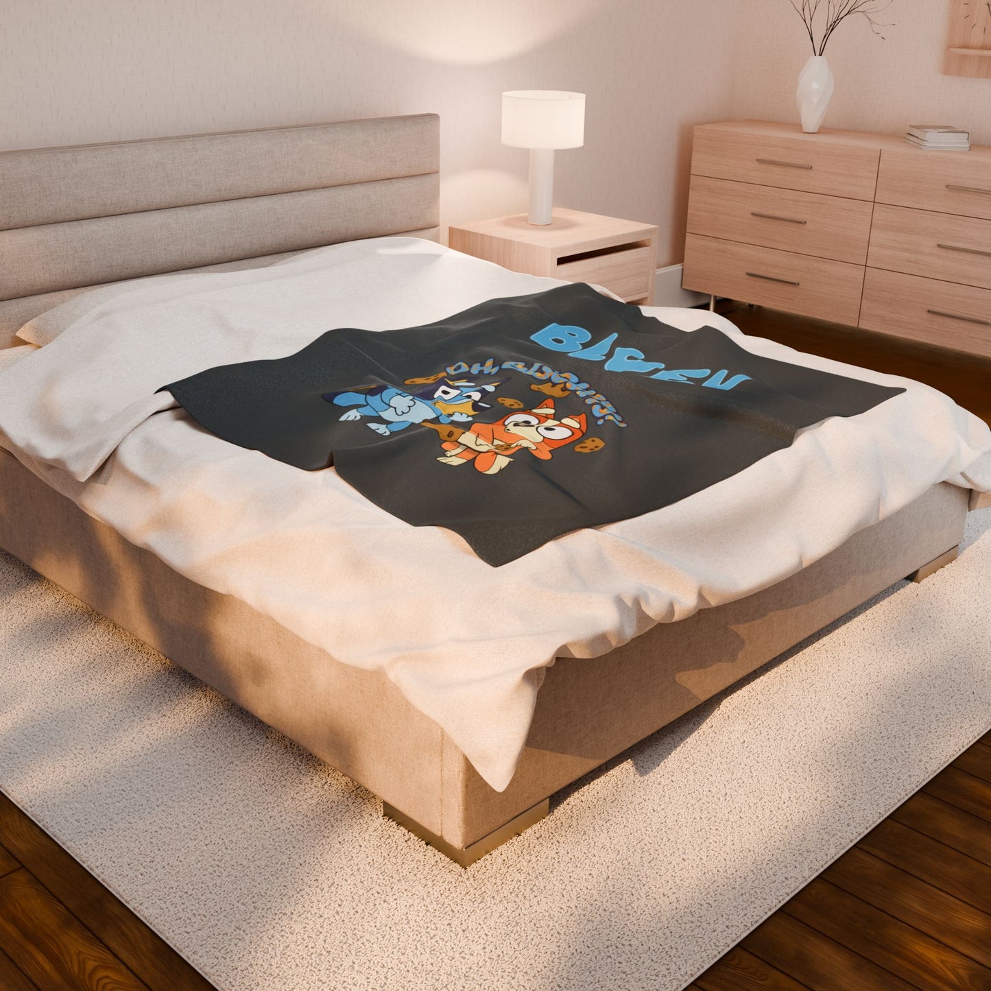 Princess Grace Bluey Oh Biscuits Velveteen Plush Blanket Cozy Kids Throw for Comfort and Fun