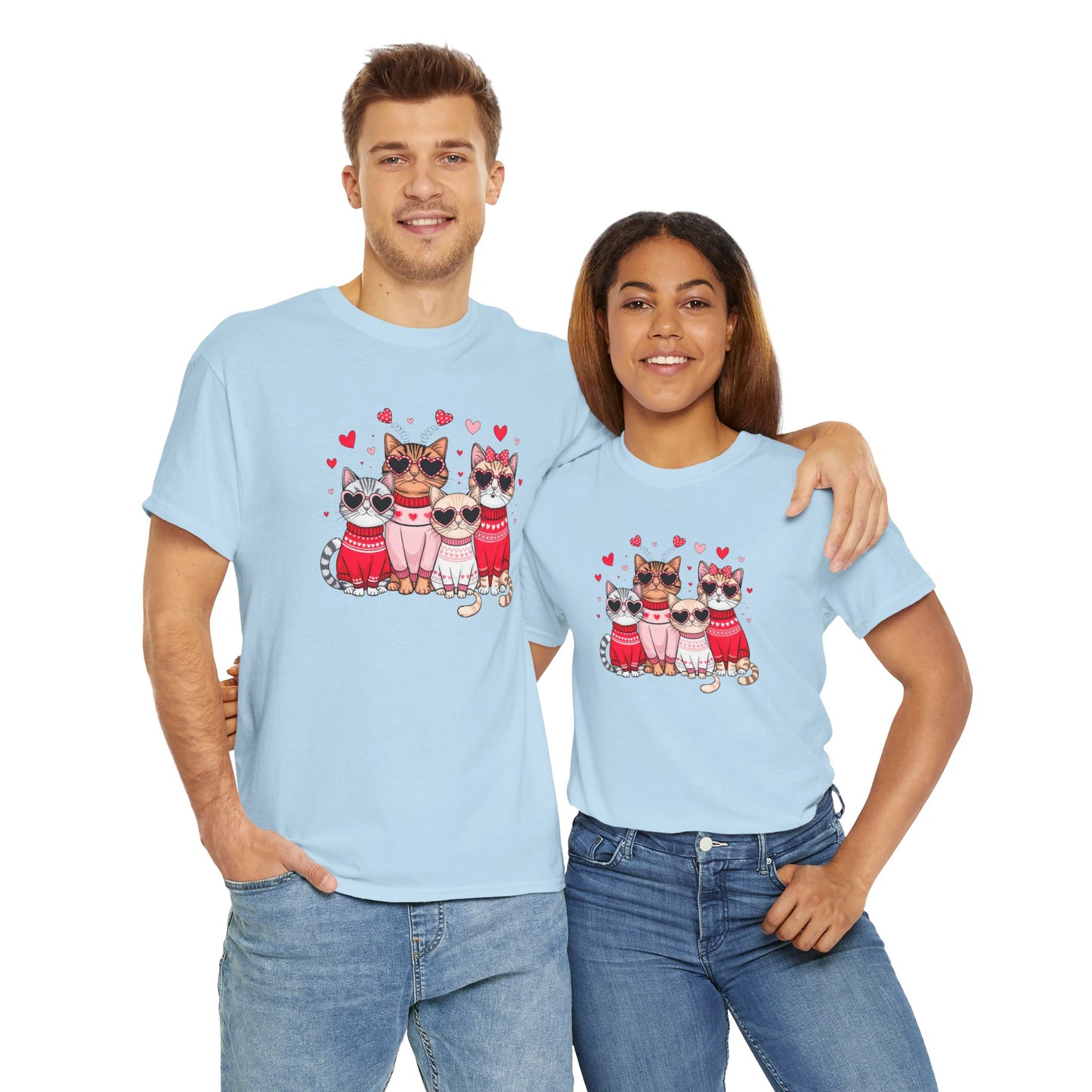 Princess Grace Cute Cat Lovers Unisex Heavy Cotton Tee Adorable Cats in Sweaters