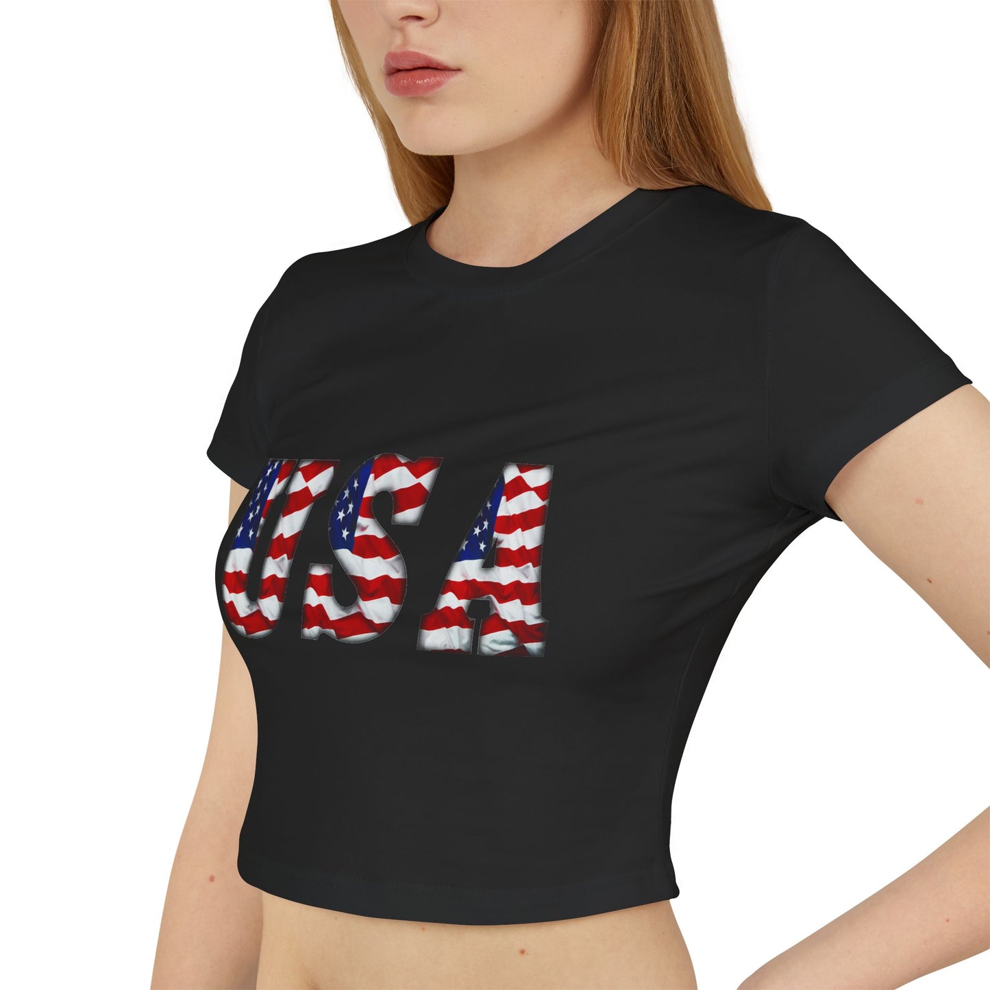 Princess Grace Patriotic USA Women's Baby Tee Celebrate Independence Day & Summer Vibes