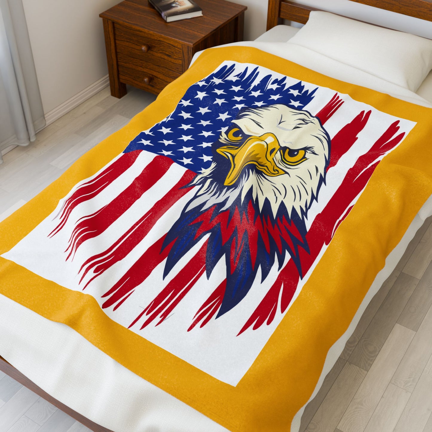 Princess Grace  Patriotic Eagle Velveteen Plush Blanket  Cozy USA Flag Throw for Independence Day and All-American Celebrations