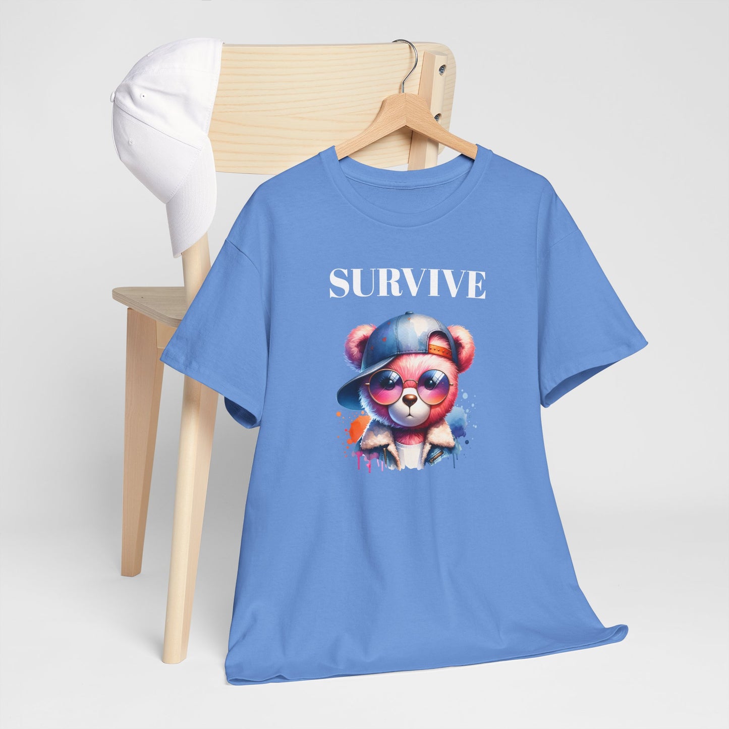 Princess Grace Survive Bear Graphic Unisex Heavy Cotton Tee Trendy and Fun Fashion for All Occasions