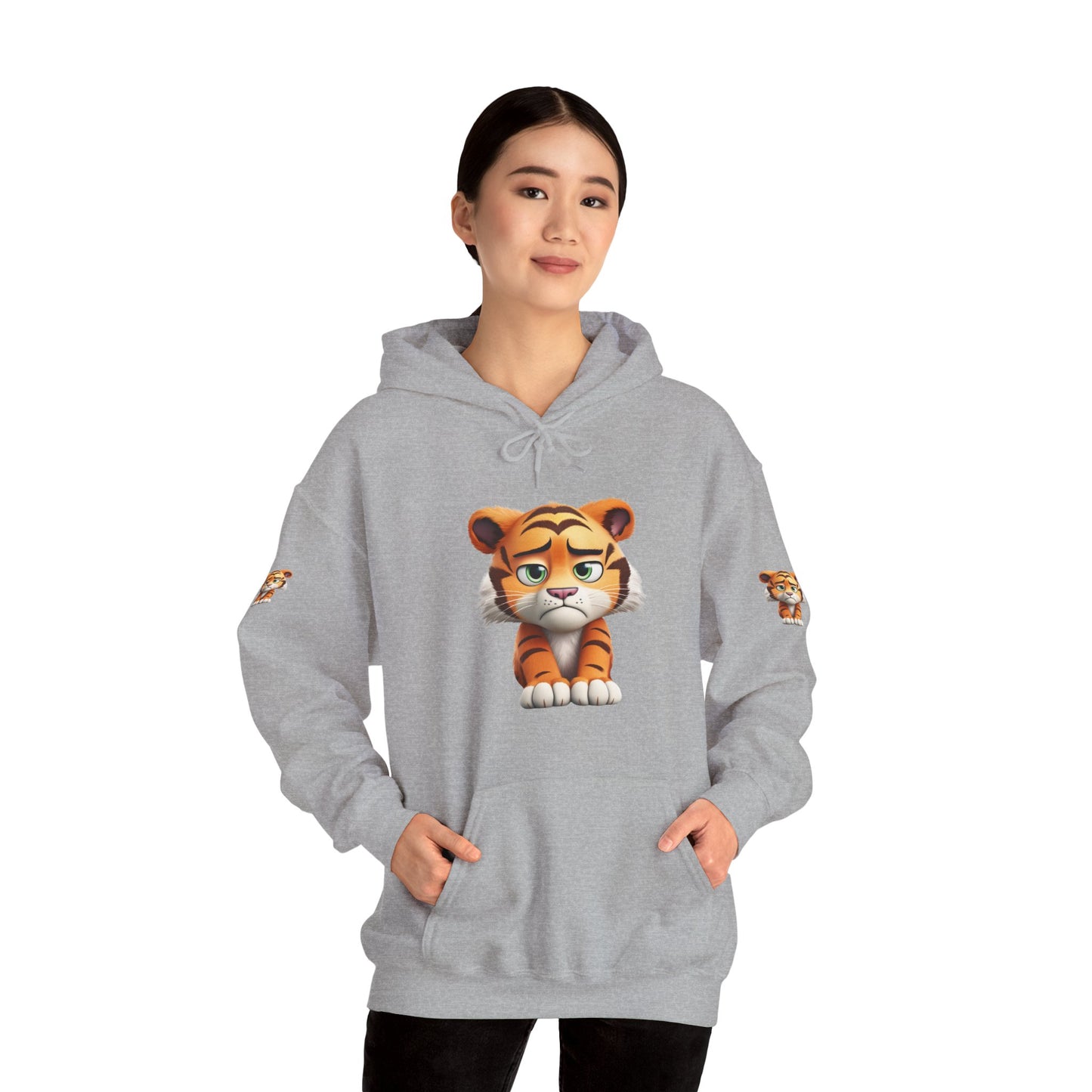 Princess Grace Playful Tiger Graphic Hoodie Unisex Heavy Blend Sweatshirt for Kids and Adults