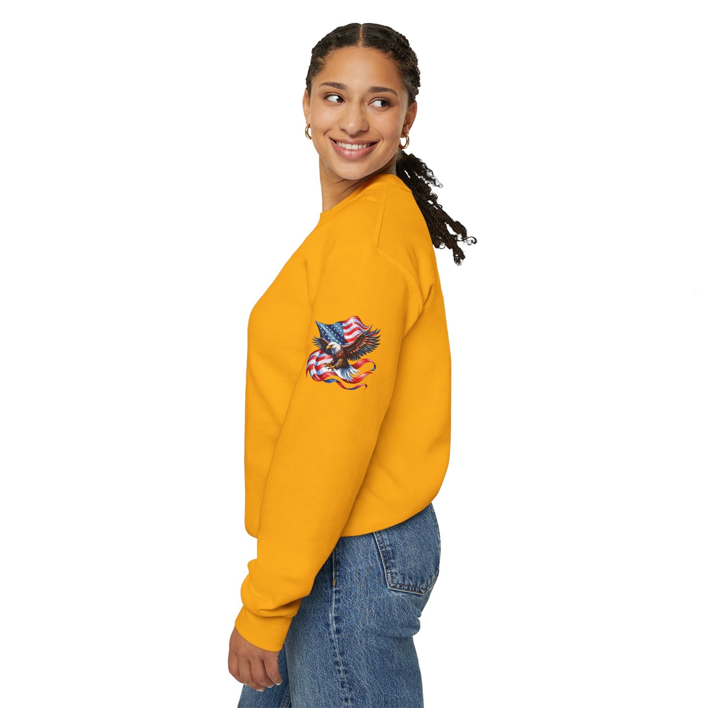 Princess Grace Patriotic Eagle Crewneck Sweatshirt Unisex Heavy Blend Perfect for Independence Day and Memorial Day