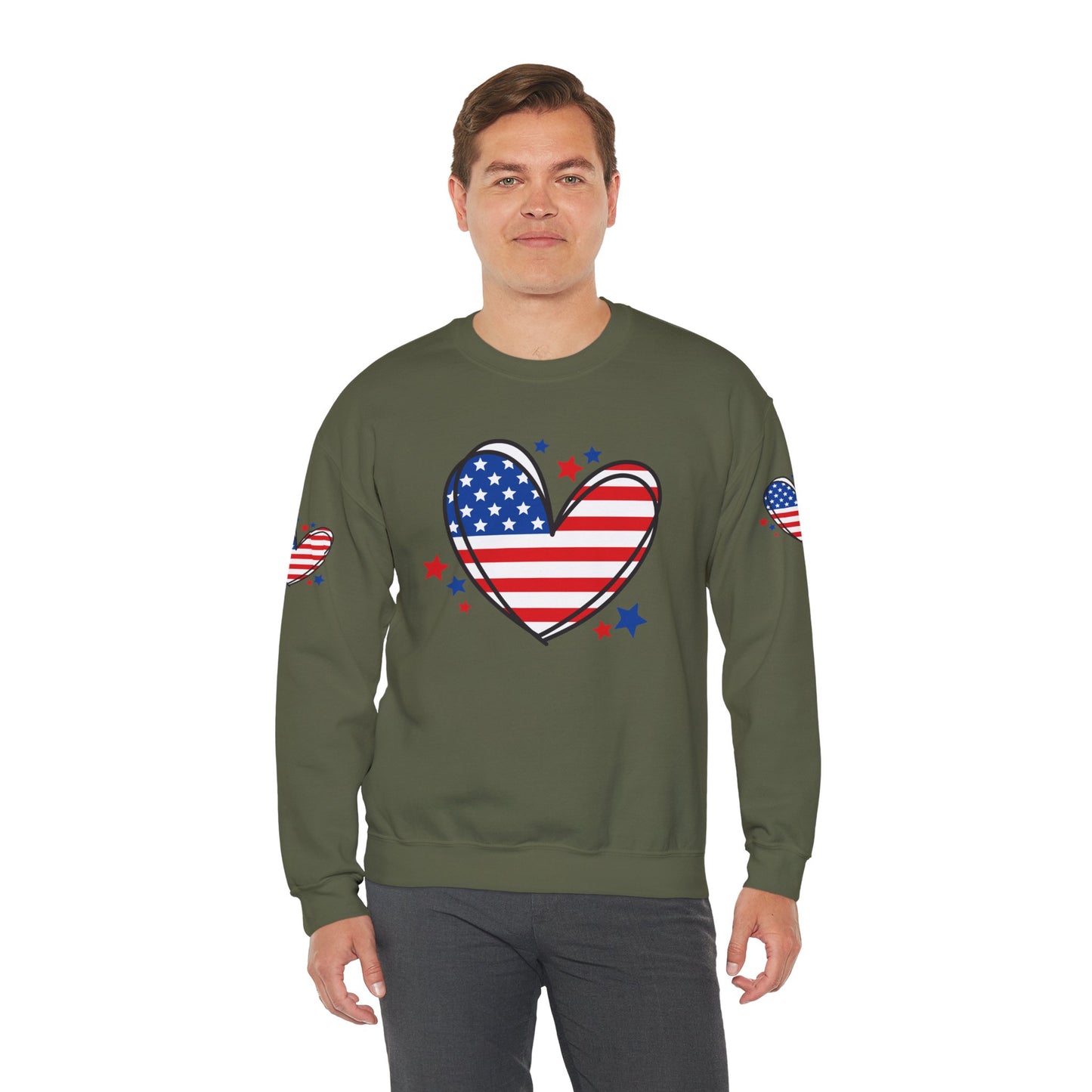 Princess Grace Patriotic Heart Crewneck Sweatshirt