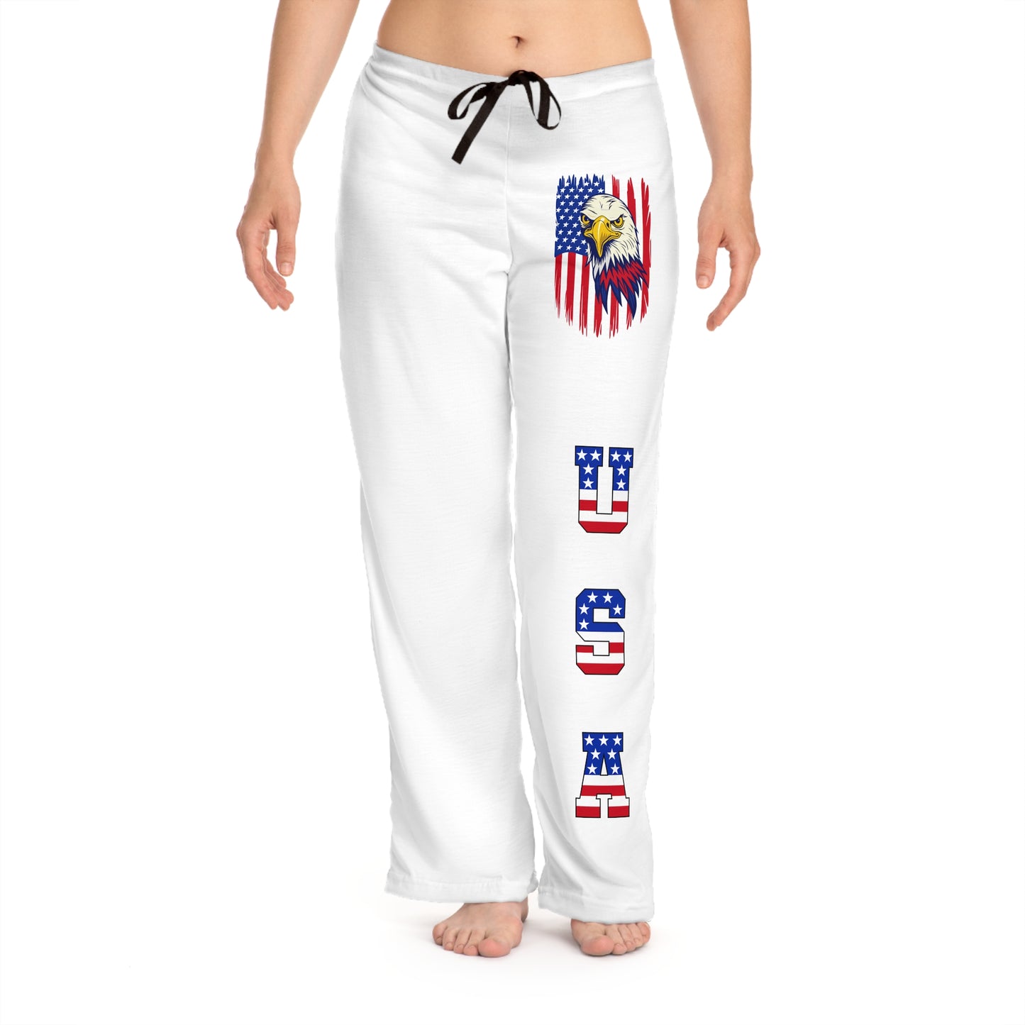 Princess Grace Patriotic Pajama Pants with Eagle Design USA Flag
