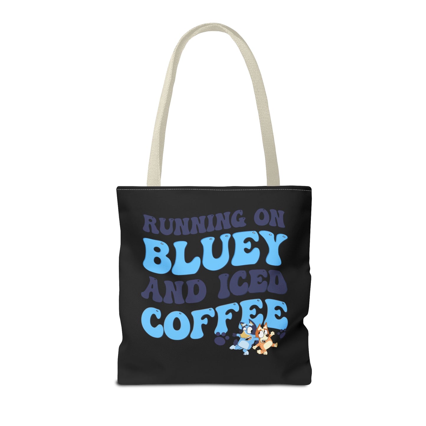 Princess Grace Running on Bluey and Iced Coffee Tote Bag Fun & Functional for Moms and Kids