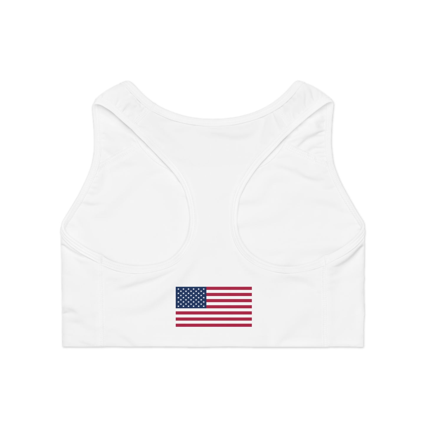Princess Grace Patriotic Sports Bra with American Flag Print