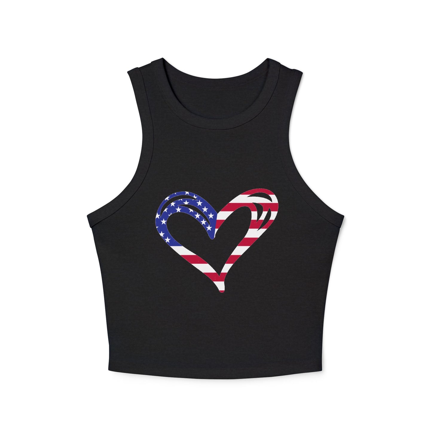 Princess Grace Patriotic Heart Women's Micro Rib Racer Tank Top USA Love Tank 4th of July Celebration