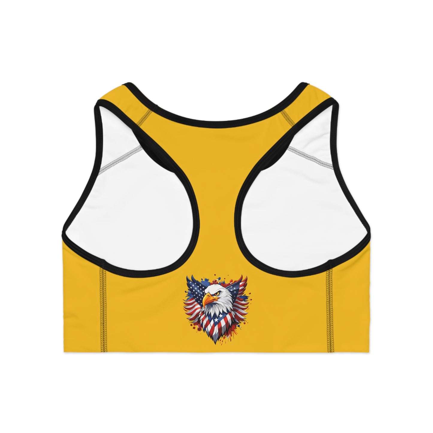 Princess Grace Eagle Pride Sports Bra with American Flag Design