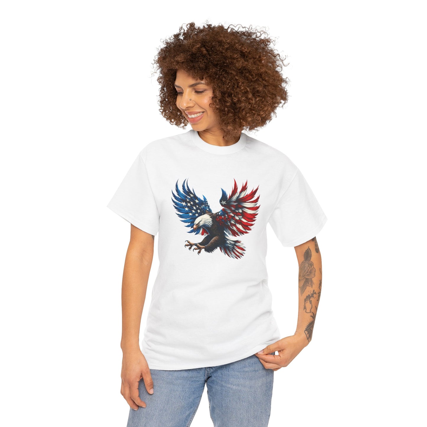 Princess Grace Patriotic Eagle Unisex Heavy Cotton Tee Bold USA Graphic Shirt