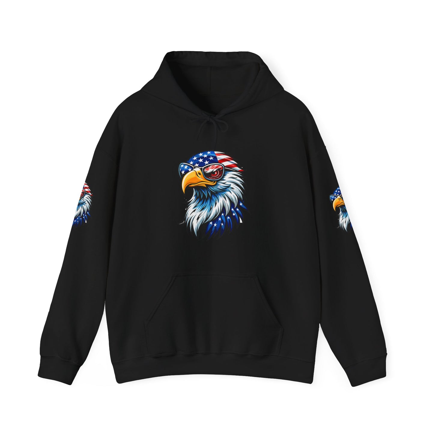Princess Grace Patriotic Eagle Hoodie Unisex Heavy Blend Sweatshirt with USA Flag Design
