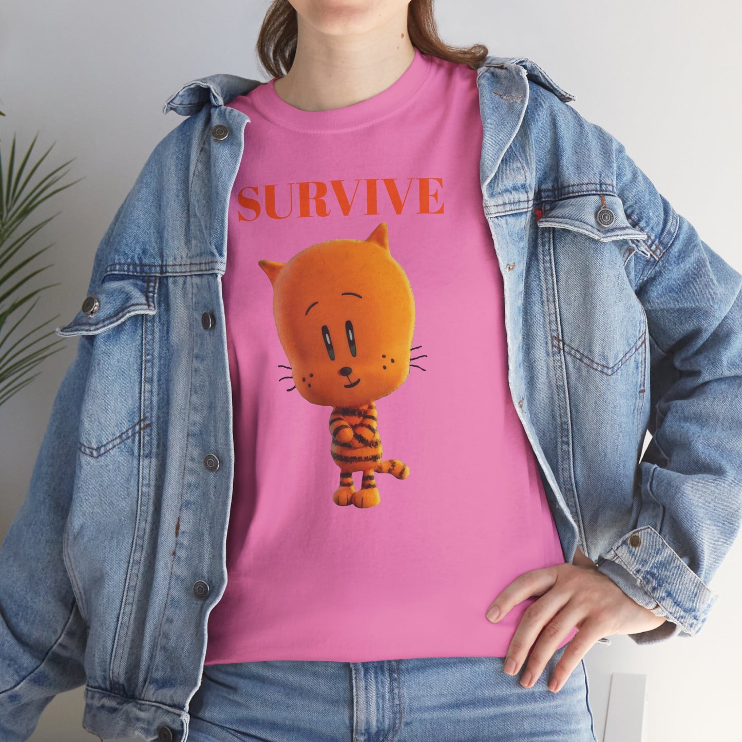 Princess Grace Survive Themed Unisex Heavy Cotton Tee Cute Cartoon Cat Design