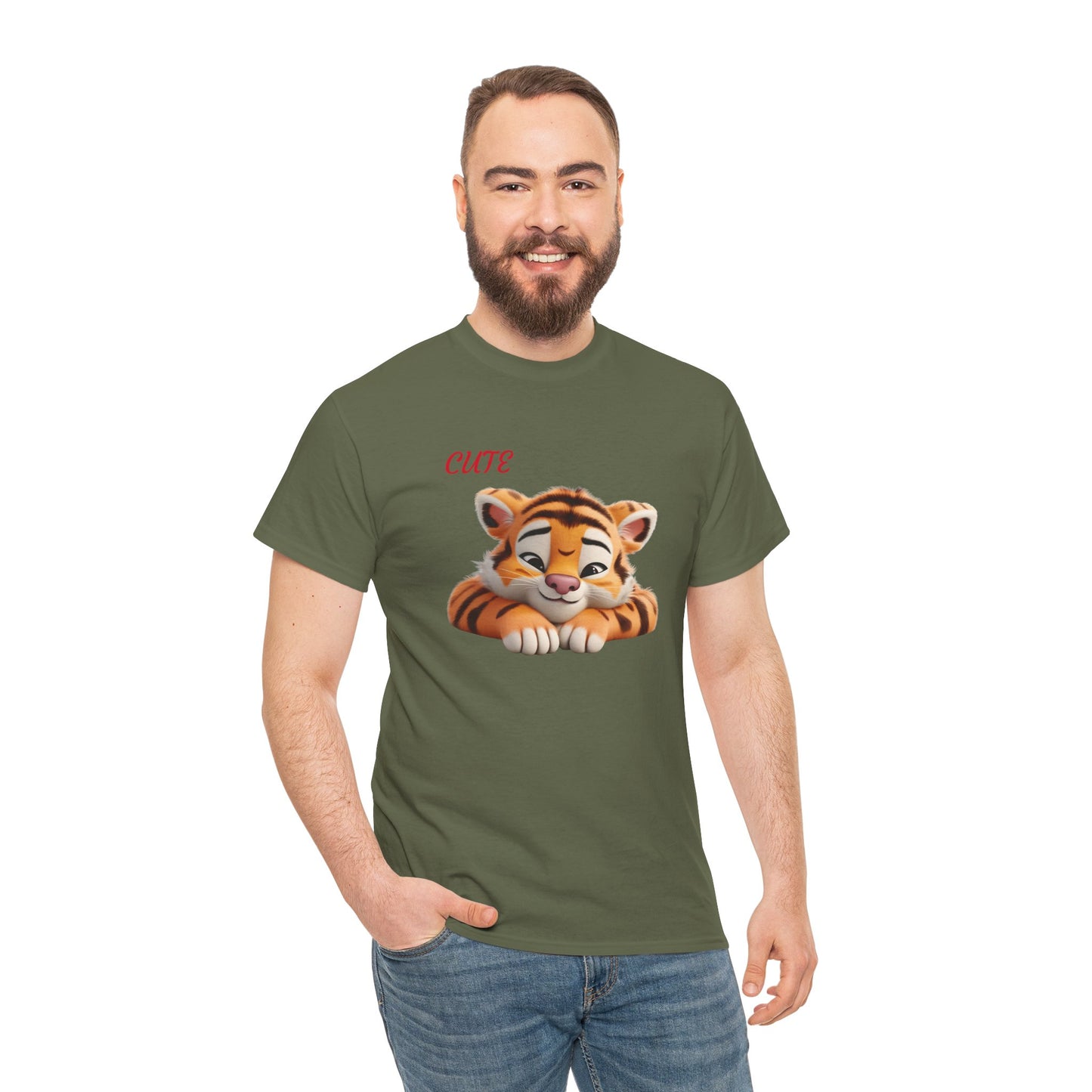 Princess Grace Cute Tiger Graphic Unisex Heavy Cotton Tee Perfect for Animal Lovers and Everyday Comfort