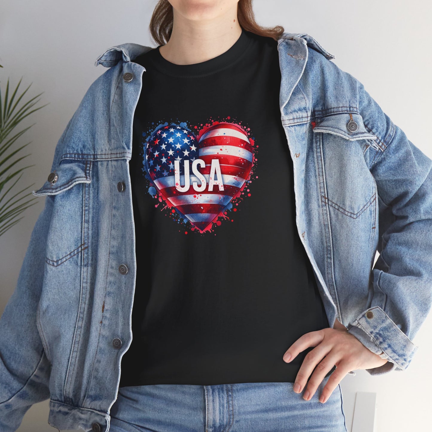 Princess Grace Patriotic Heart Unisex Cotton Tee USA Freedom Shirt