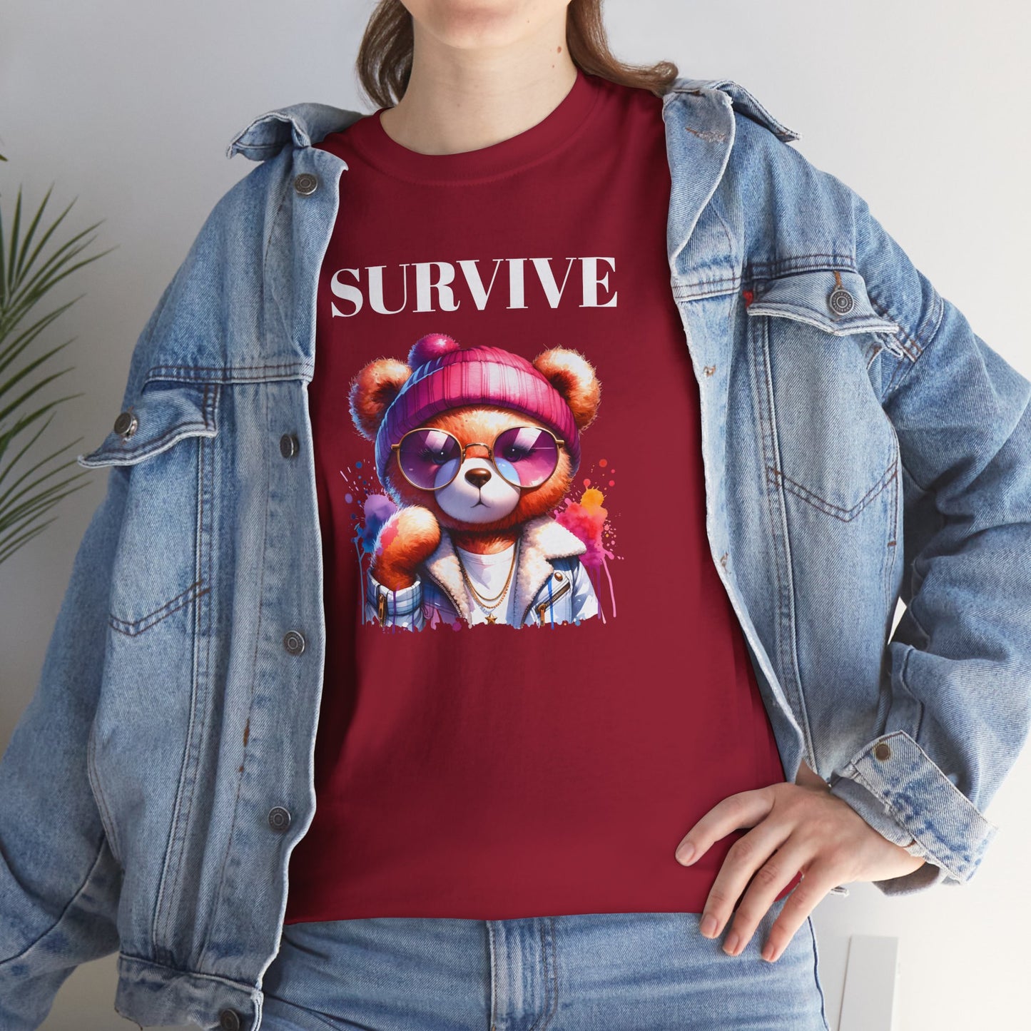 Princess Grace Survive Bear Graphic Tee Unisex Heavy Cotton T-Shirt