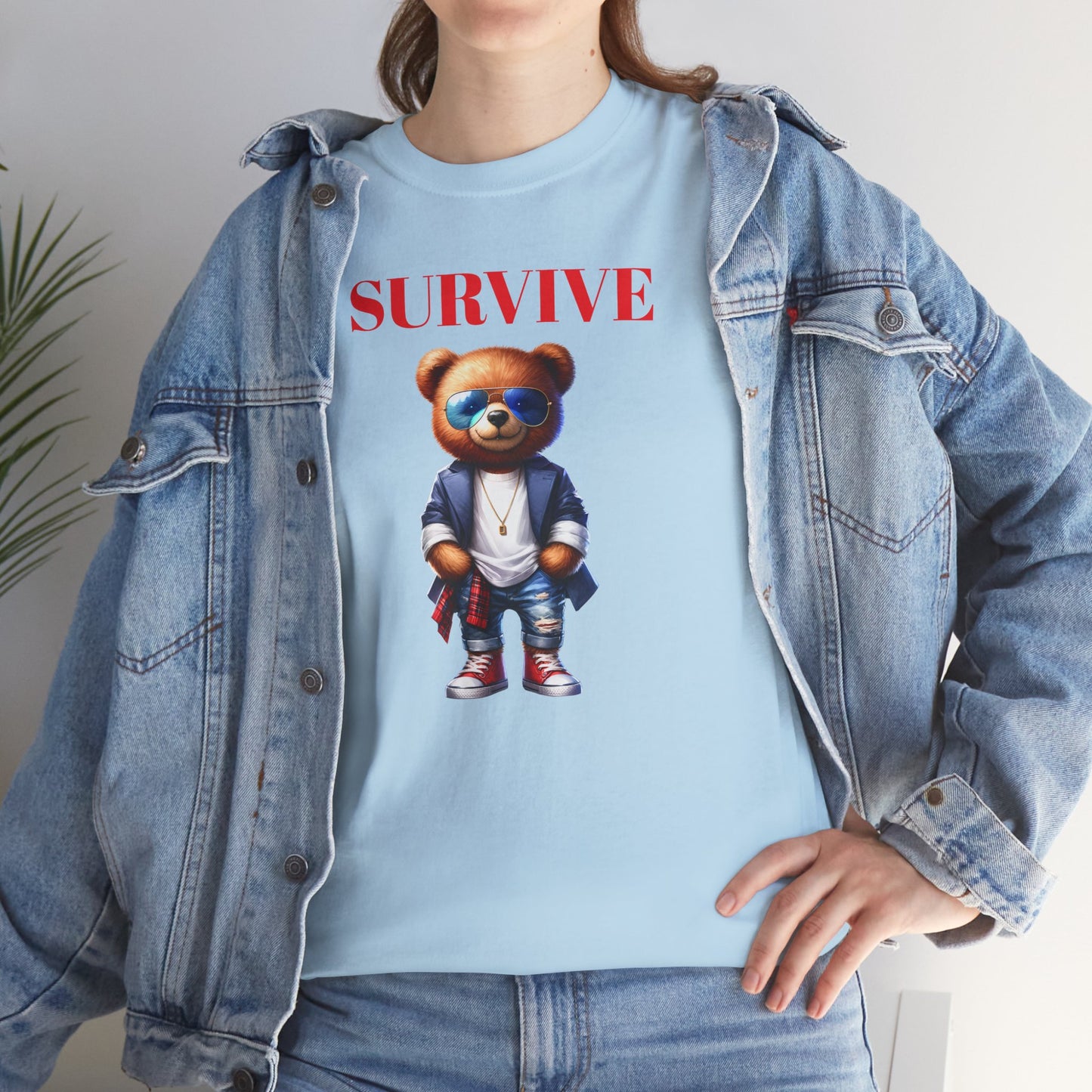 Princess Grace Survive Graphic Unisex Heavy Cotton Tee Trendy Bear Design