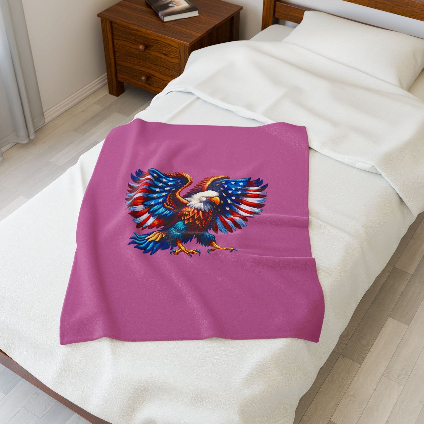 Princess Grace Vibrant Eagle Plush Blanket Perfect for Patriotic Celebrations