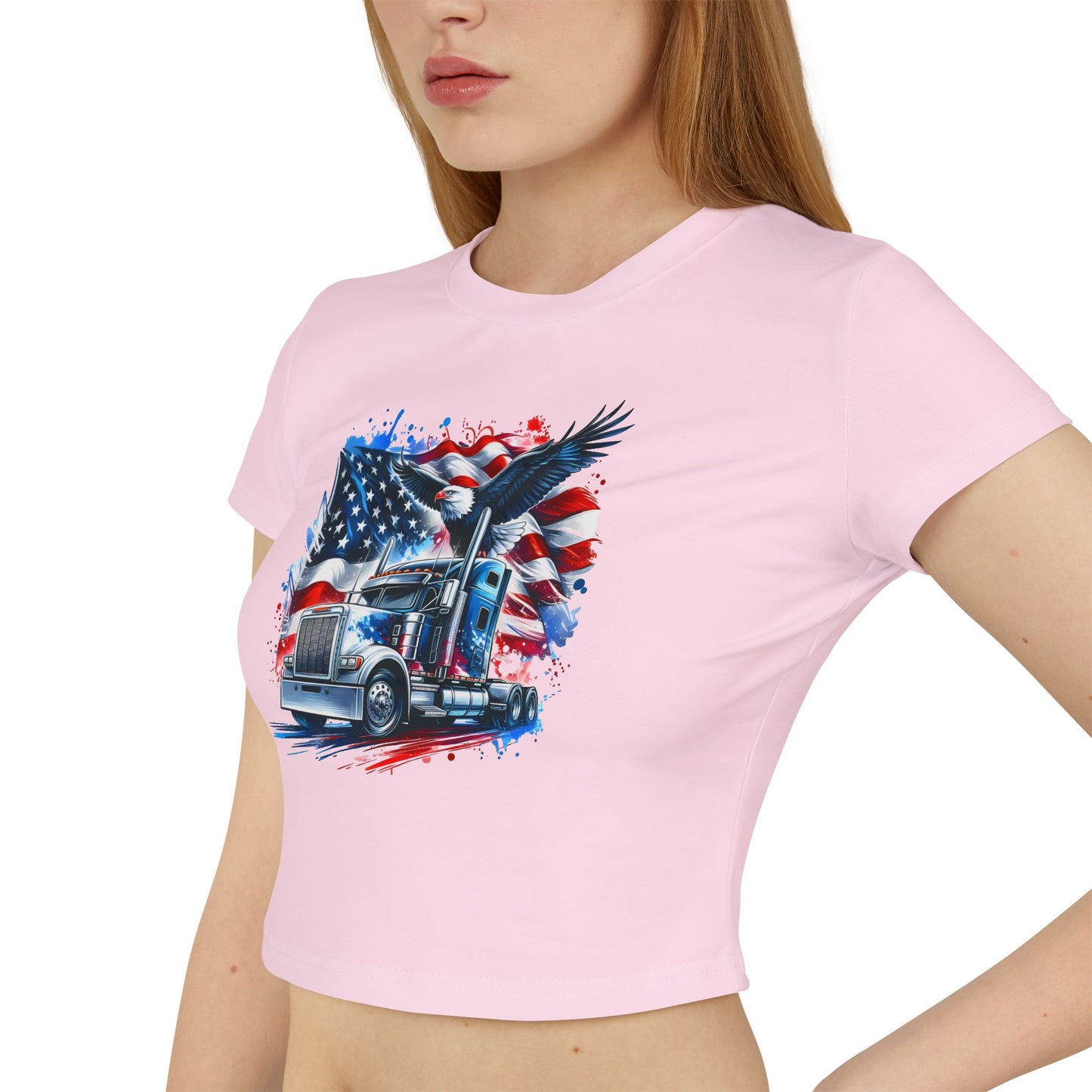 Princess Grace Patriotic Women's Baby Tee with Eagle & USA Design