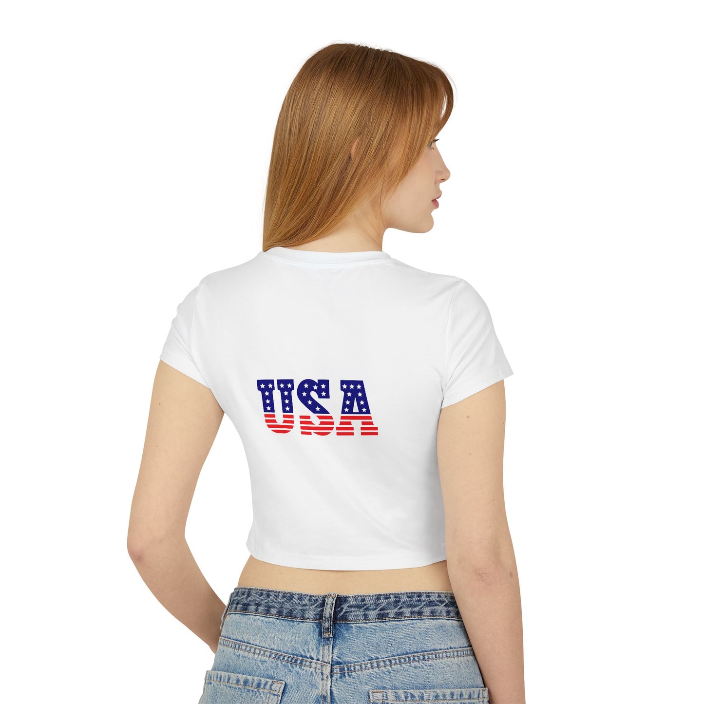 Princess Grace Patriotic Women's Baby Tee with Eagle & USA Design