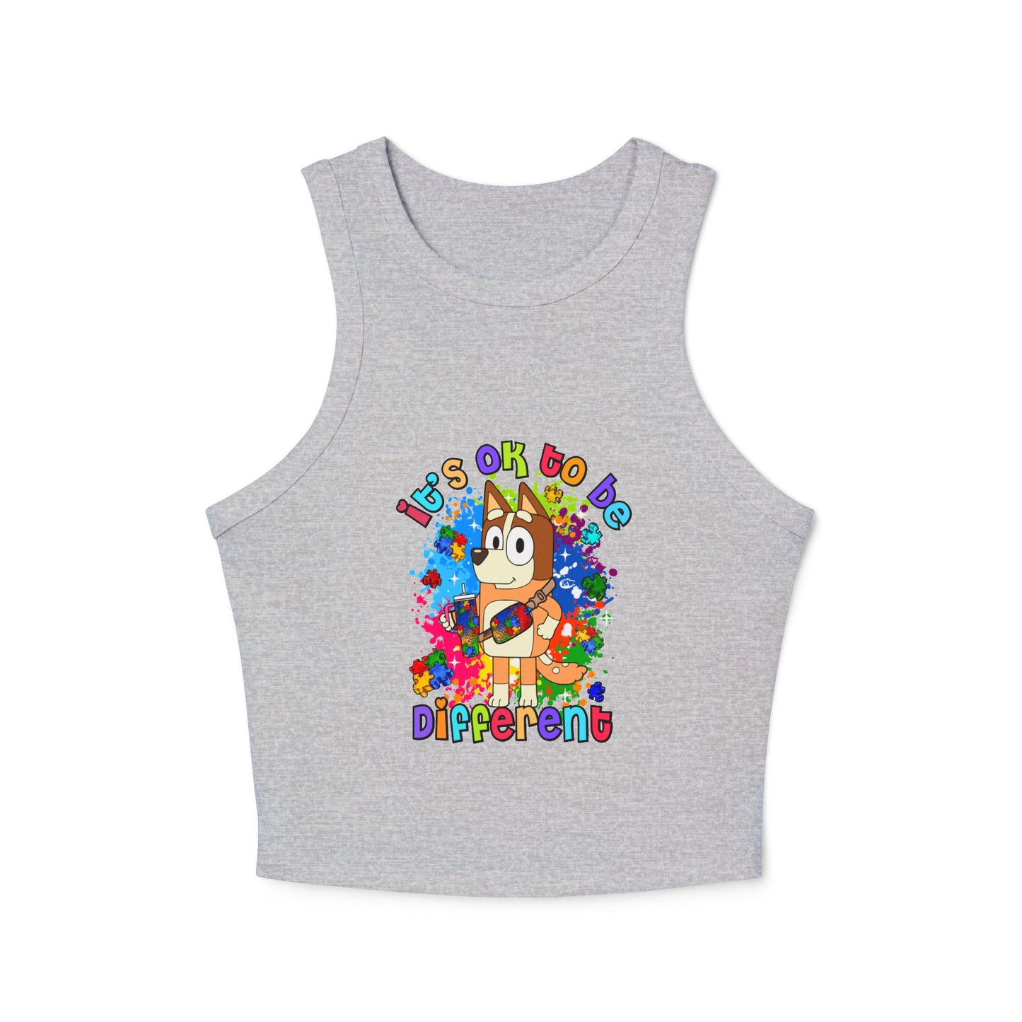 Princess Grace Colorful Bluey Racer Tank Top 'It's OK to Be Different'