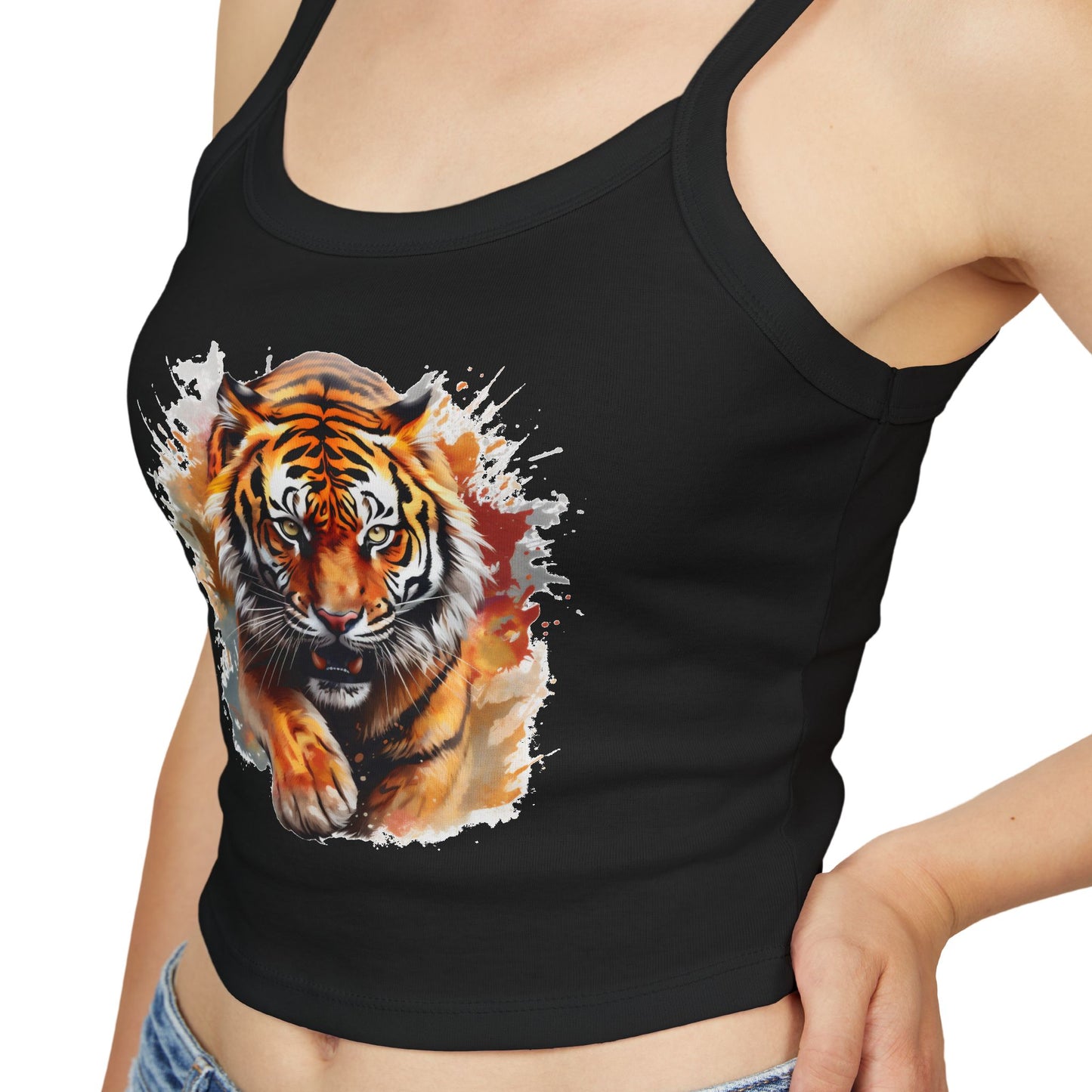 Princess Grace Fierce & Cute Women's Spaghetti Strap Tank Top Tiger Design