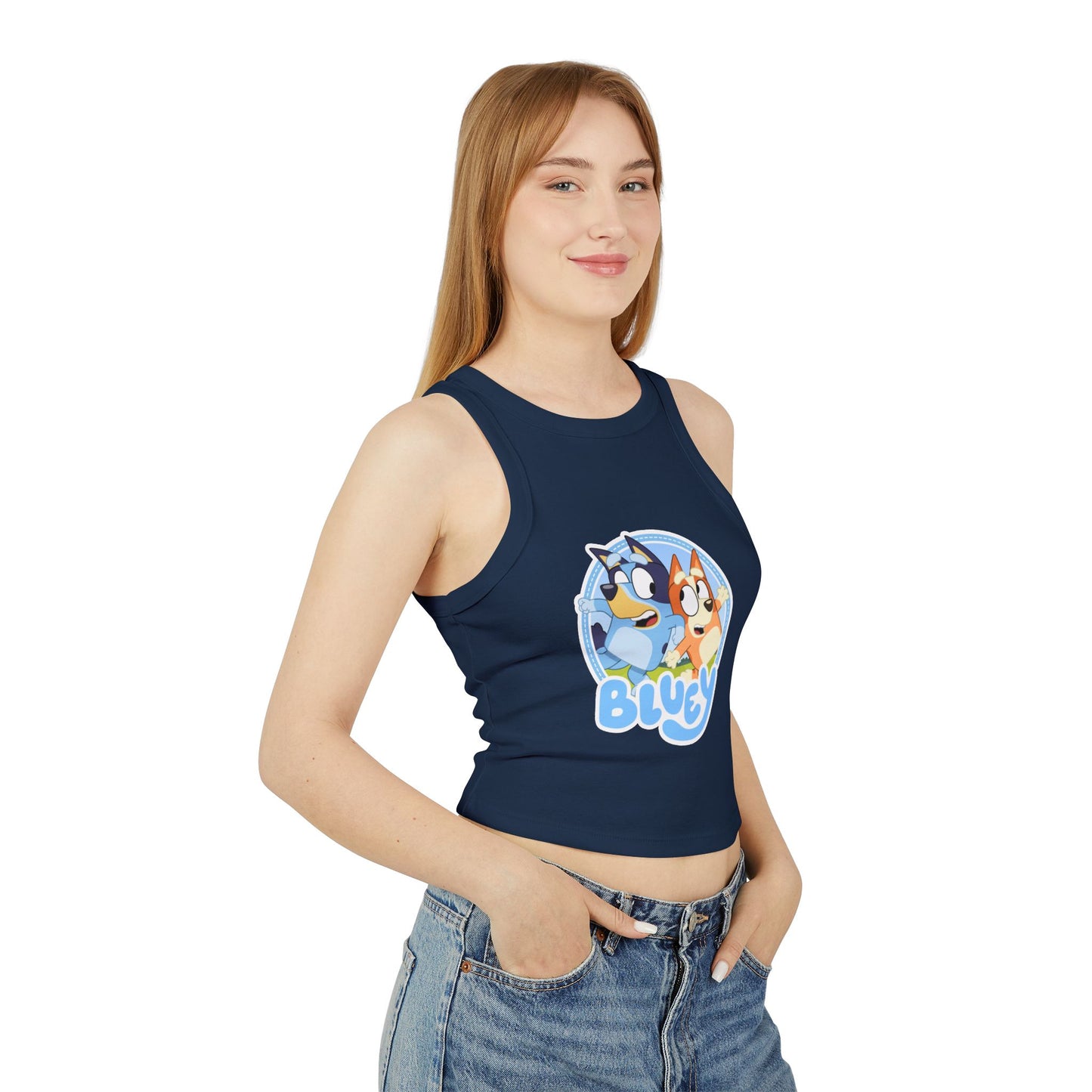 Princess Grace Bluey Graphic Women's Racer Tank Top Fun & Playful Summer Style