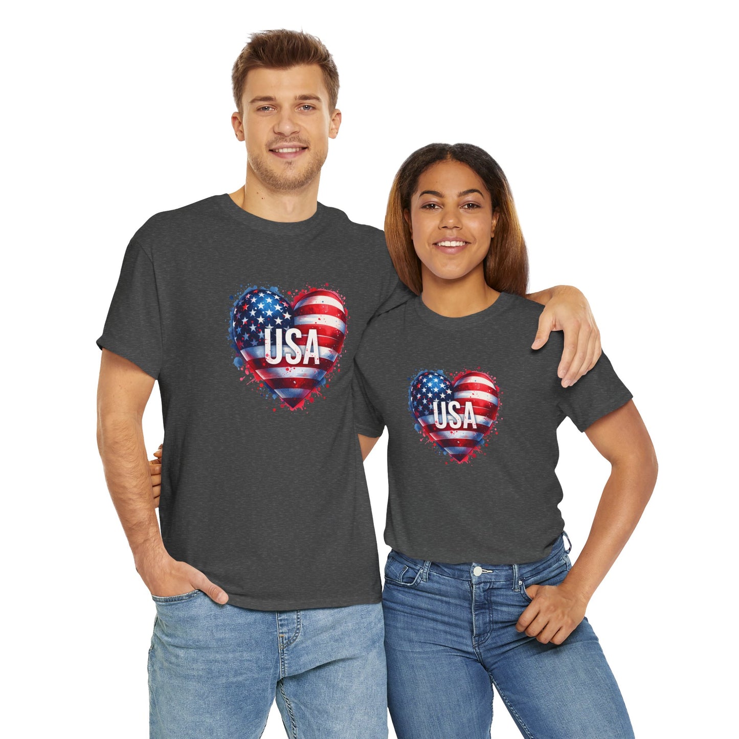 Princess Grace Patriotic Heart Unisex Cotton Tee USA Freedom Shirt
