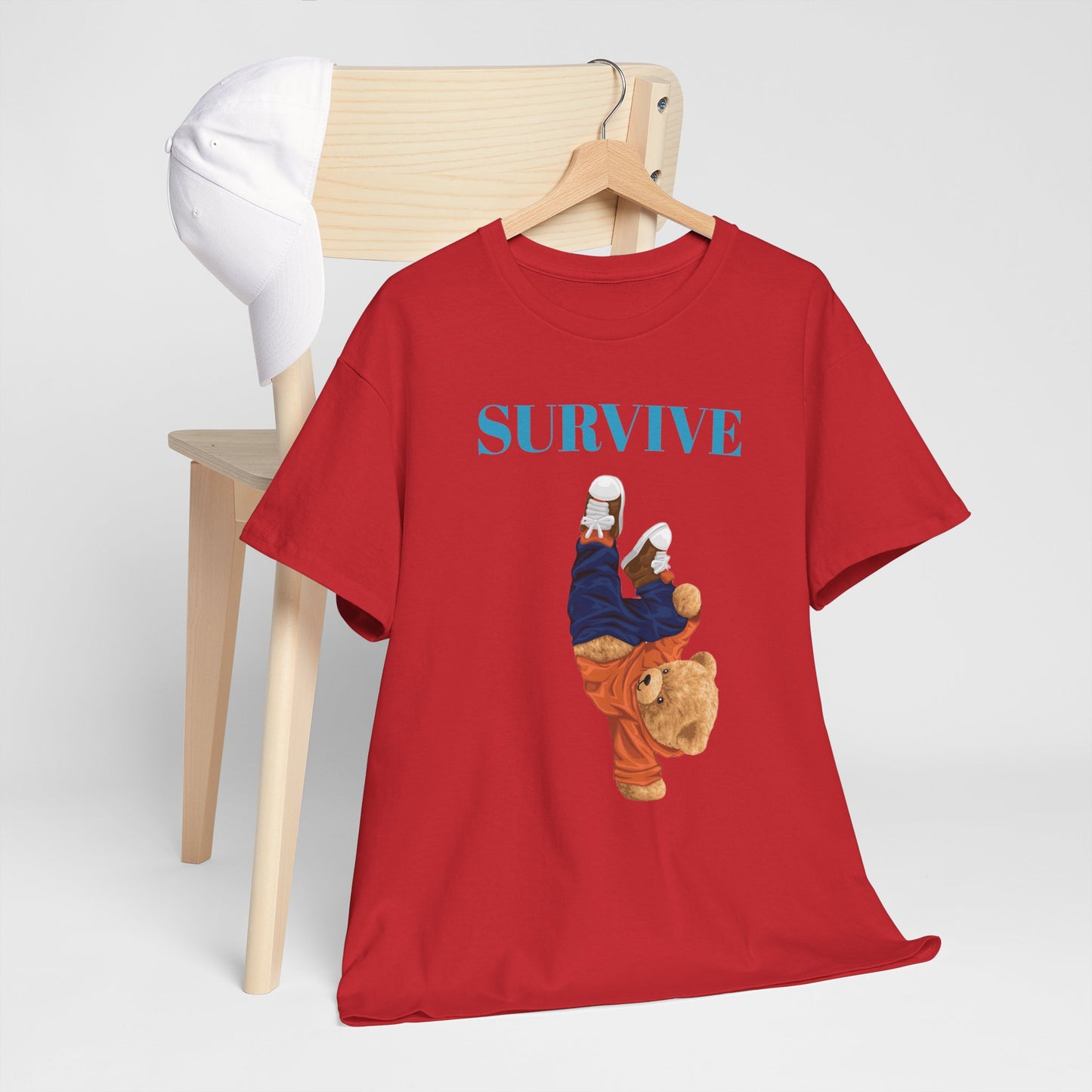 Princess Grace Survive Bear Graphic Unisex Heavy Cotton Tee Casual Streetwear Tee for Everyday Adventures