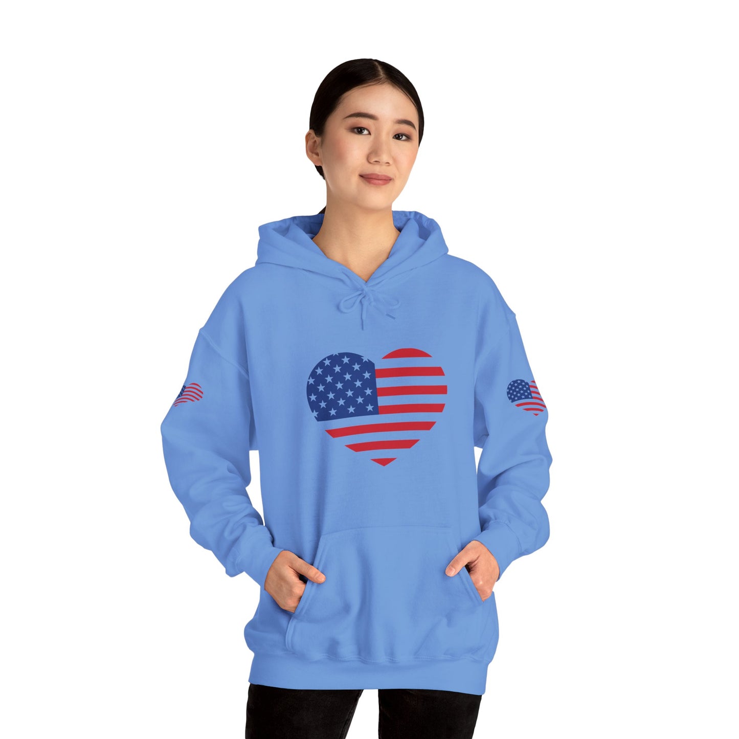 Princess Grace Patriotic Heart Design Unisex Hoodie Perfect for Holidays and Celebrations