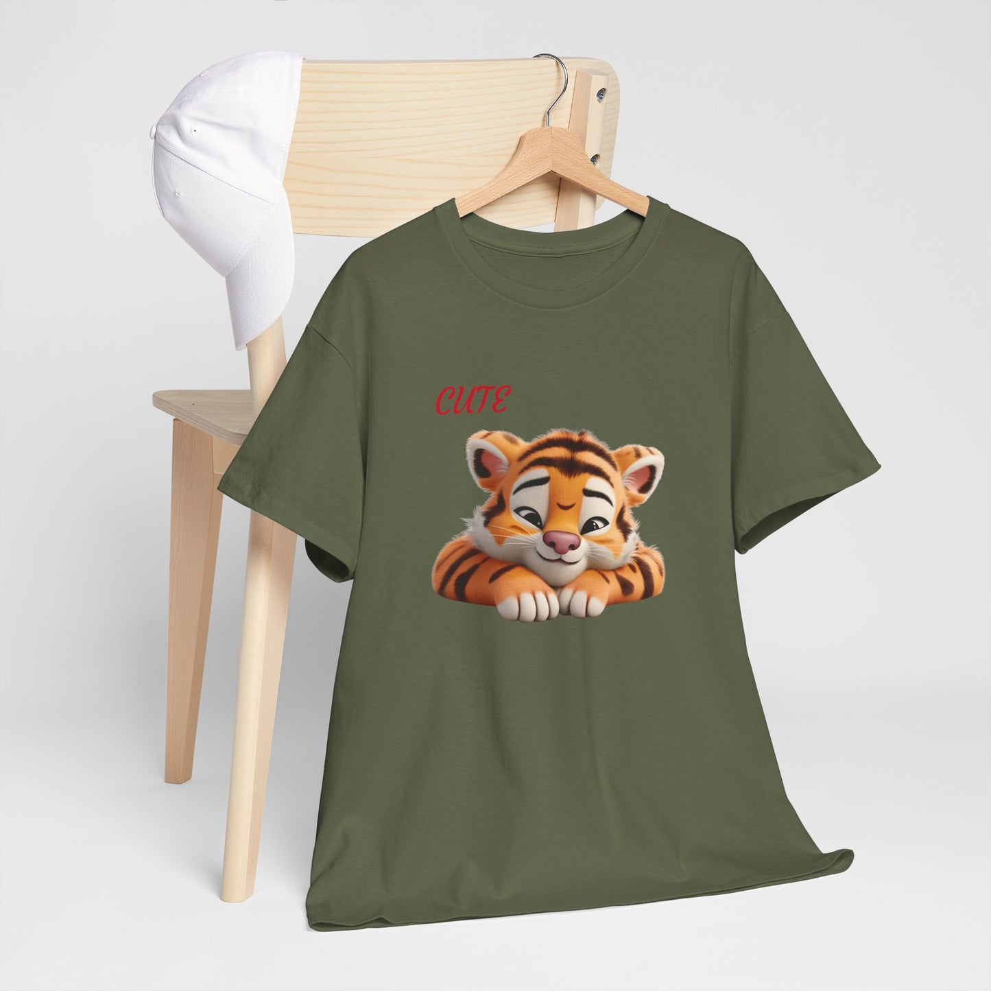 Princess Grace Cute Tiger Graphic Unisex Heavy Cotton Tee Perfect for Animal Lovers and Everyday Comfort