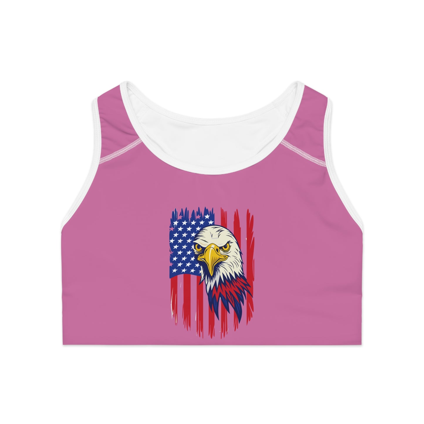 Princess Grace Patriotic Eagle Sports Bra USA Flag Design for Active Lifestyle