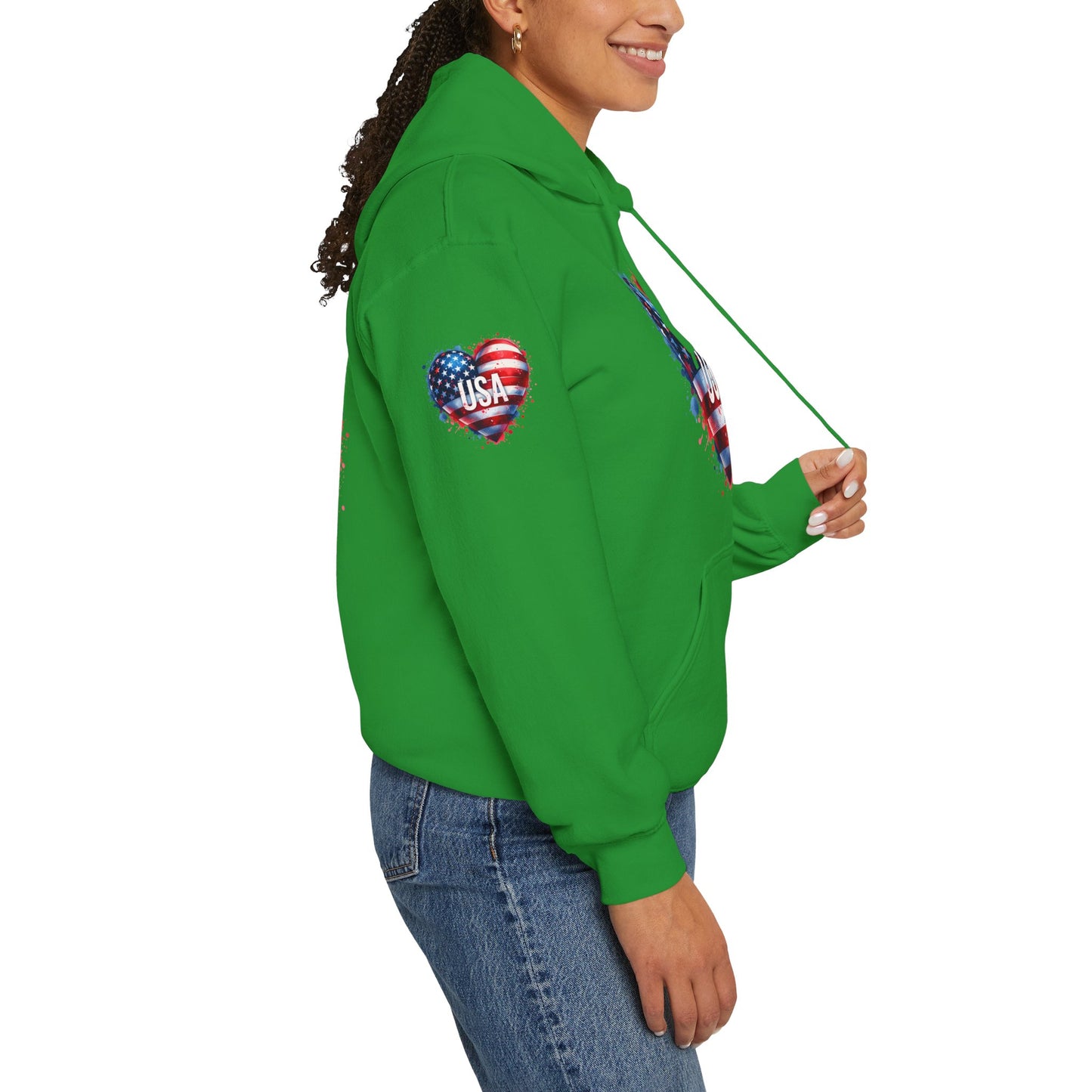 Princess Grace Patriotic Heart Hoodie for USA Lovers Unisex Heavy Blend