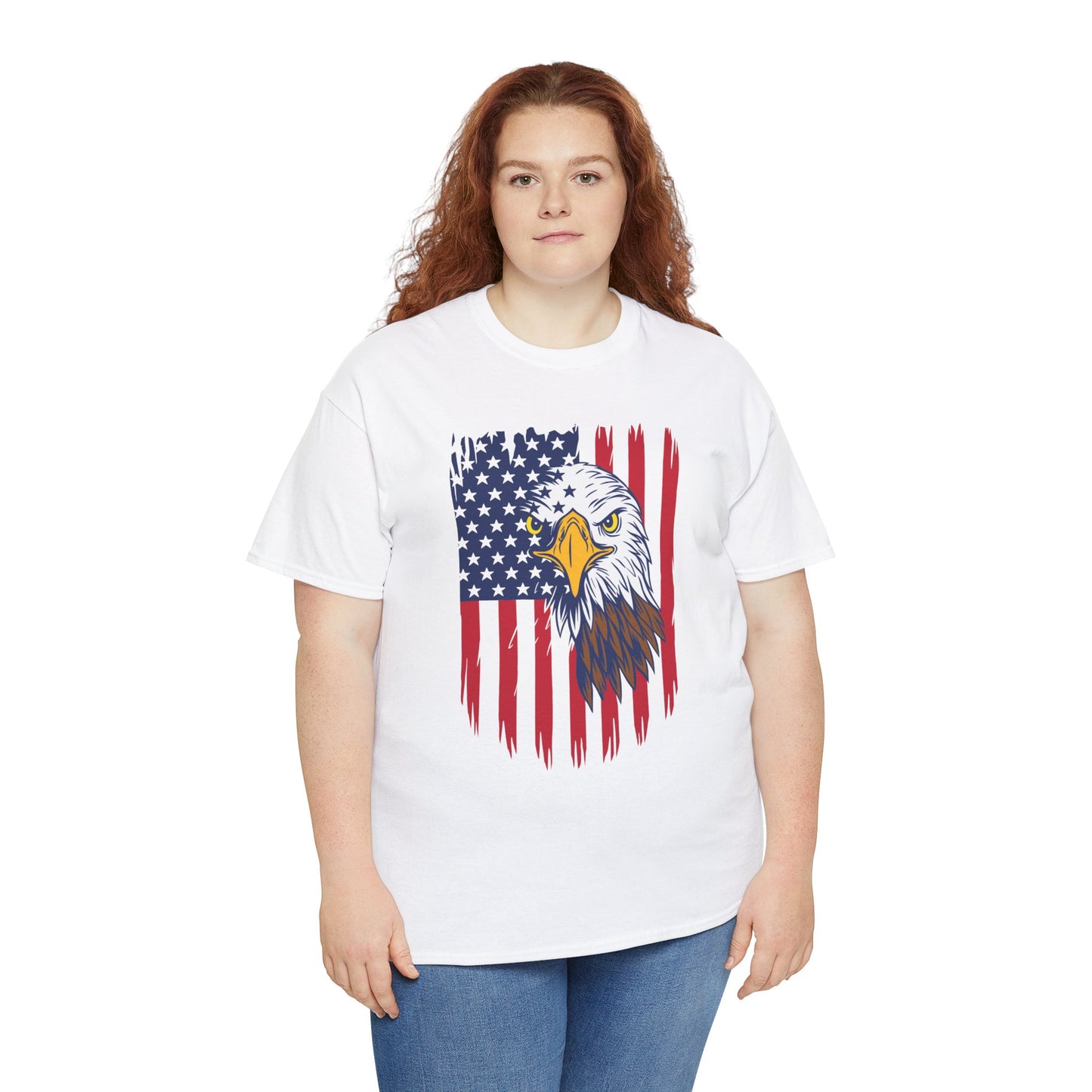 Princess Grace Eagle & American Flag Unisex Heavy Cotton Tee Patriotic Apparel for All Occasions