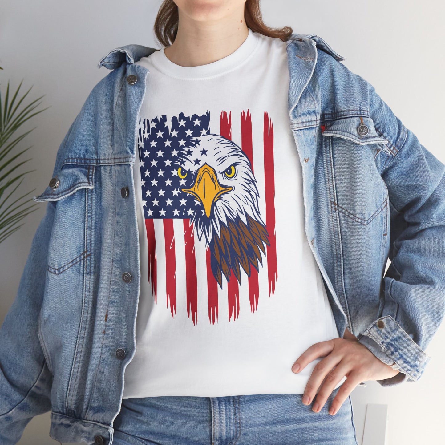 Princess Grace Eagle & American Flag Unisex Heavy Cotton Tee Patriotic Apparel for All Occasions