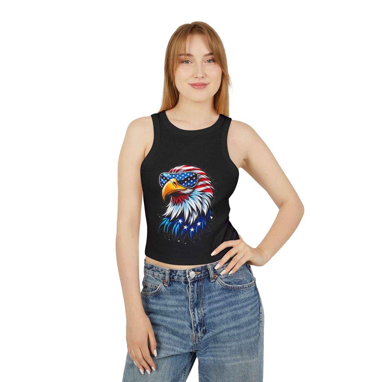 Princess Grace Patriotic Eagle Racer Tank Top USA Inspired Women's Activewear