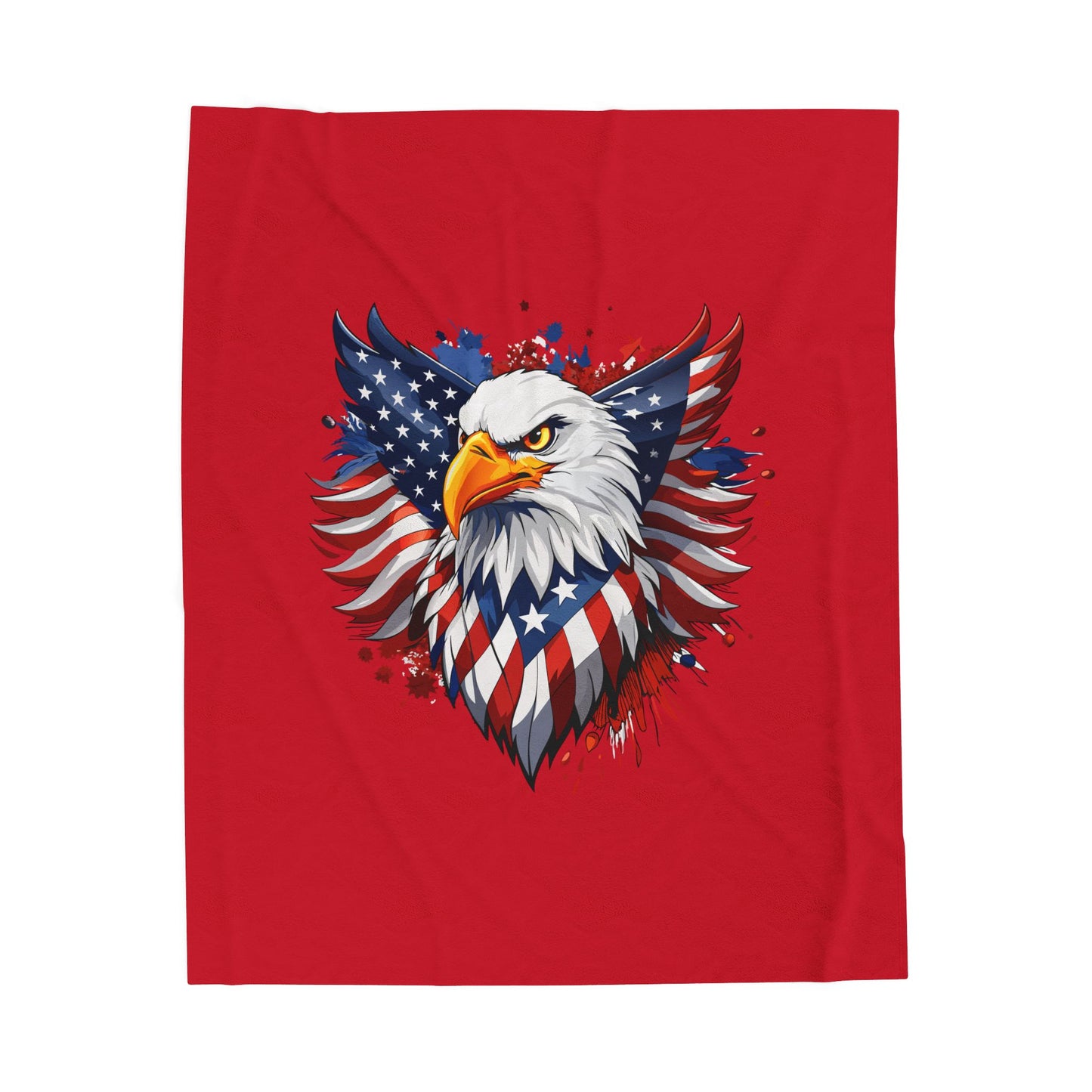 Princess Grace Patriotic Eagle Velveteen Plush Blanket Cozy Red Blanket for National Holidays