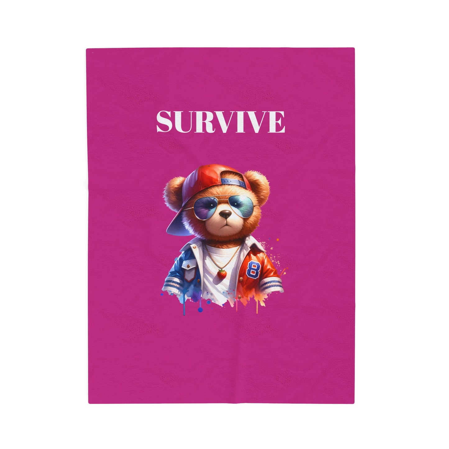 Princess Grace Survive Bear Design Velveteen Plush Blanket