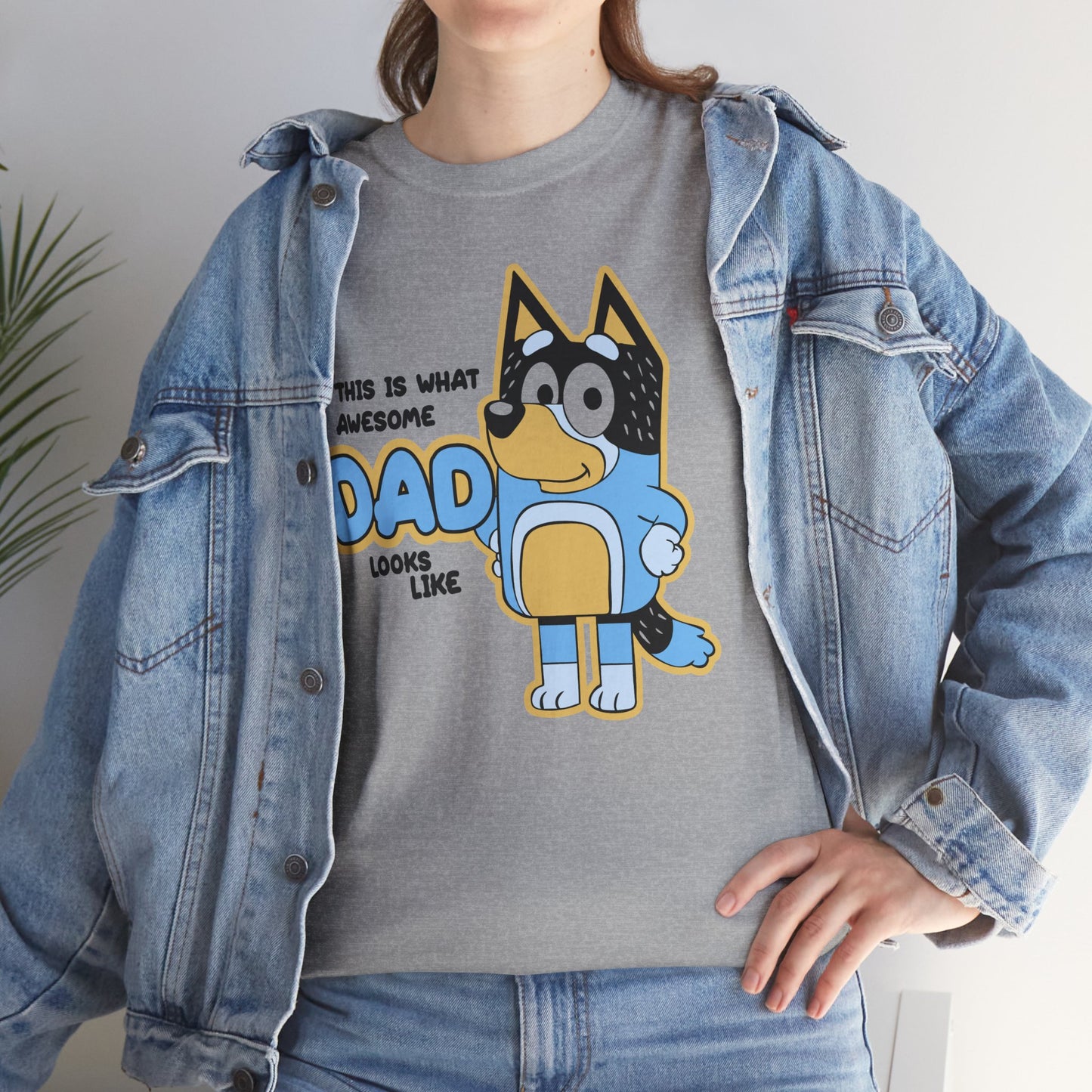 Princess Grace Bluey Awesome Dad Unisex Heavy Cotton Tee Funny Gift for Father's Day