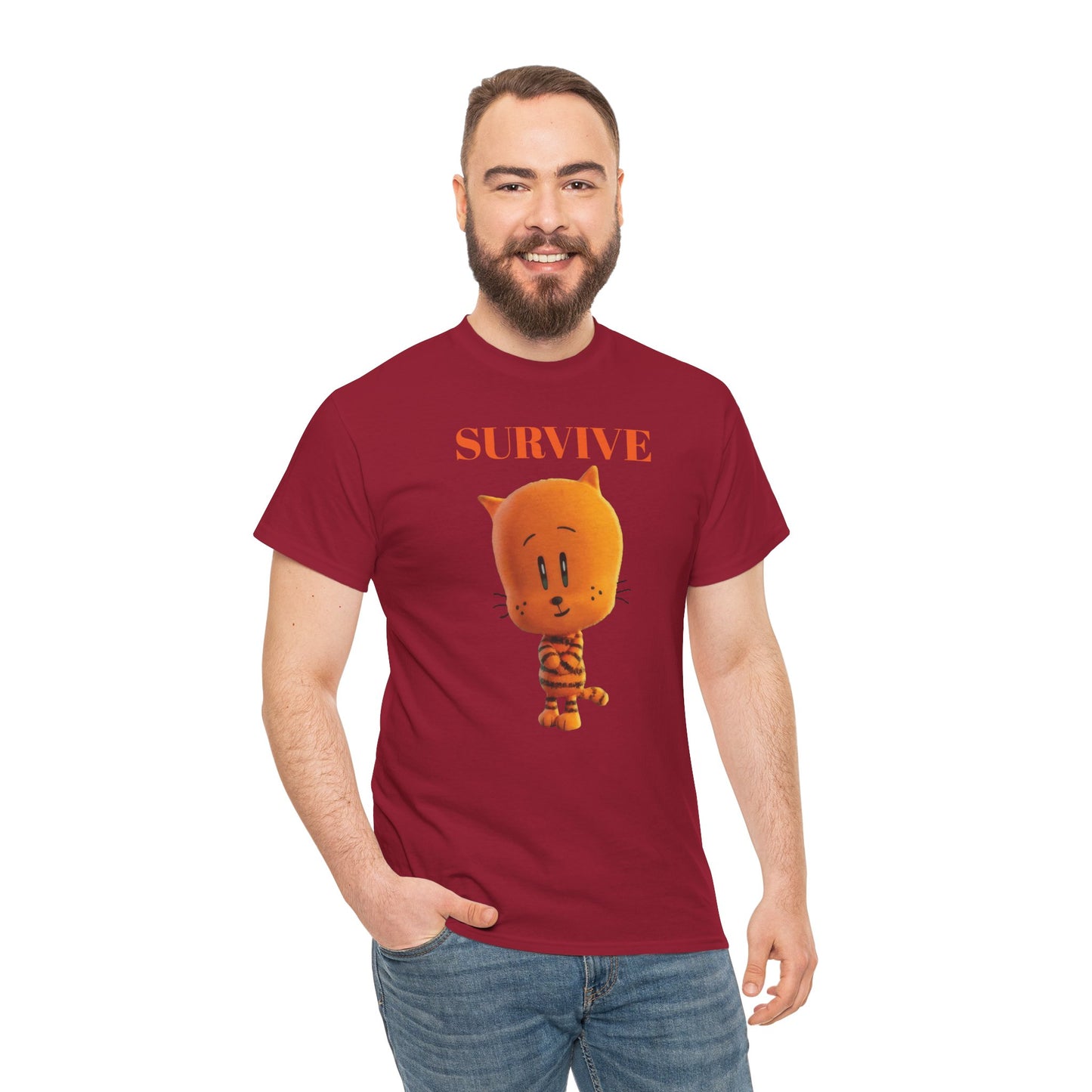 Princess Grace Survive Themed Unisex Heavy Cotton Tee Cute Cartoon Cat Design