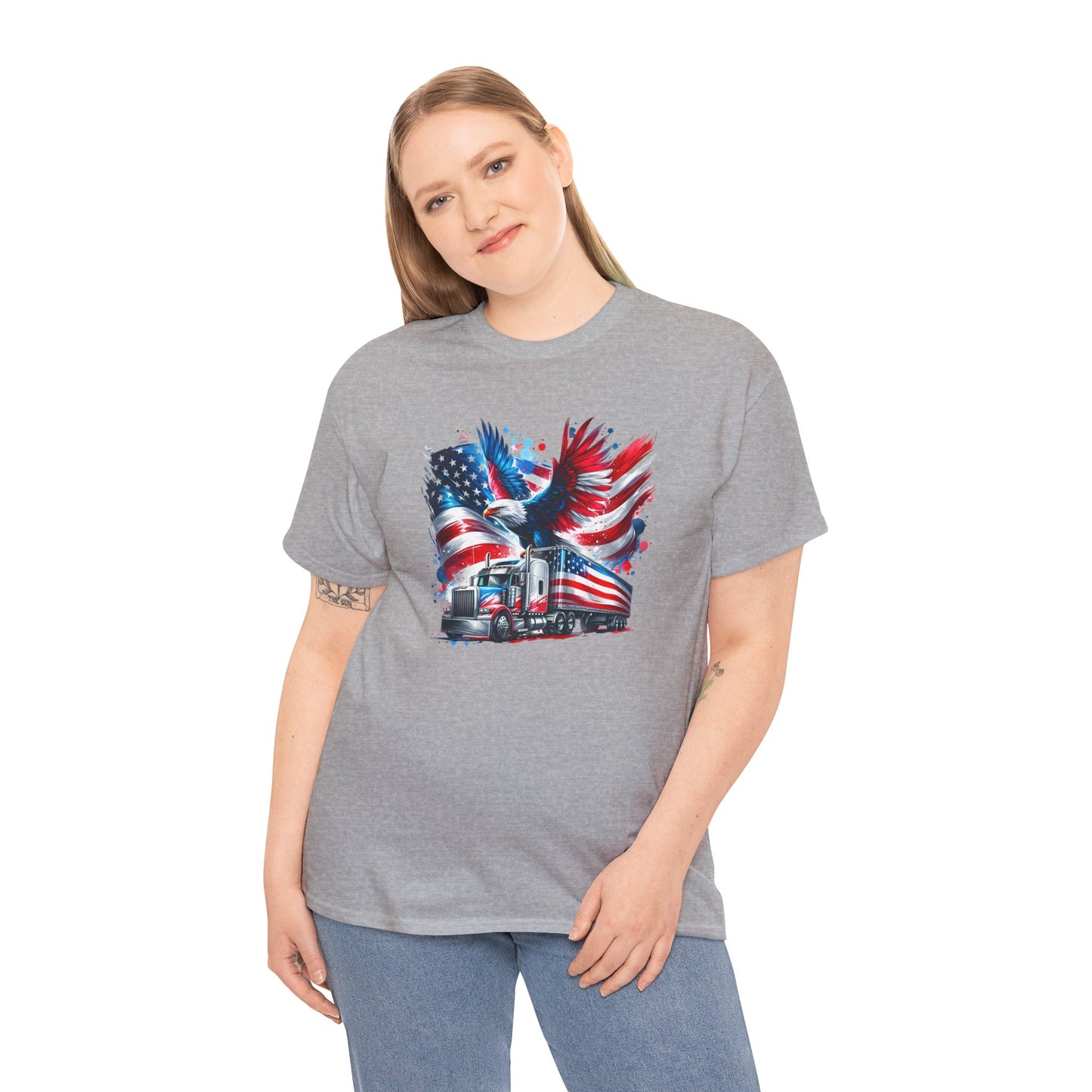 Princess Grace Patriotic Eagle Truck Unisex Heavy Cotton Tee