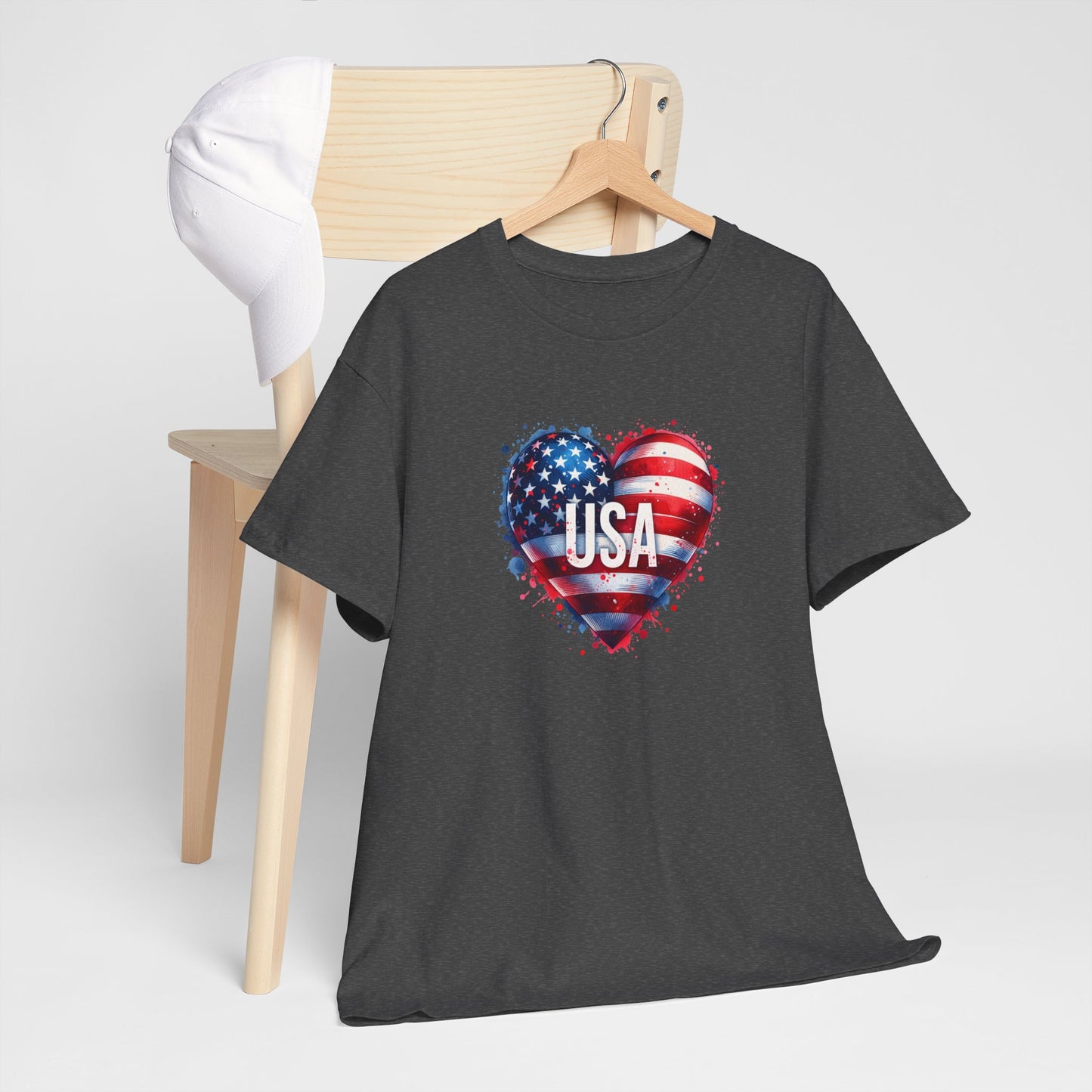 Princess Grace Patriotic Heart Unisex Cotton Tee USA Freedom Shirt