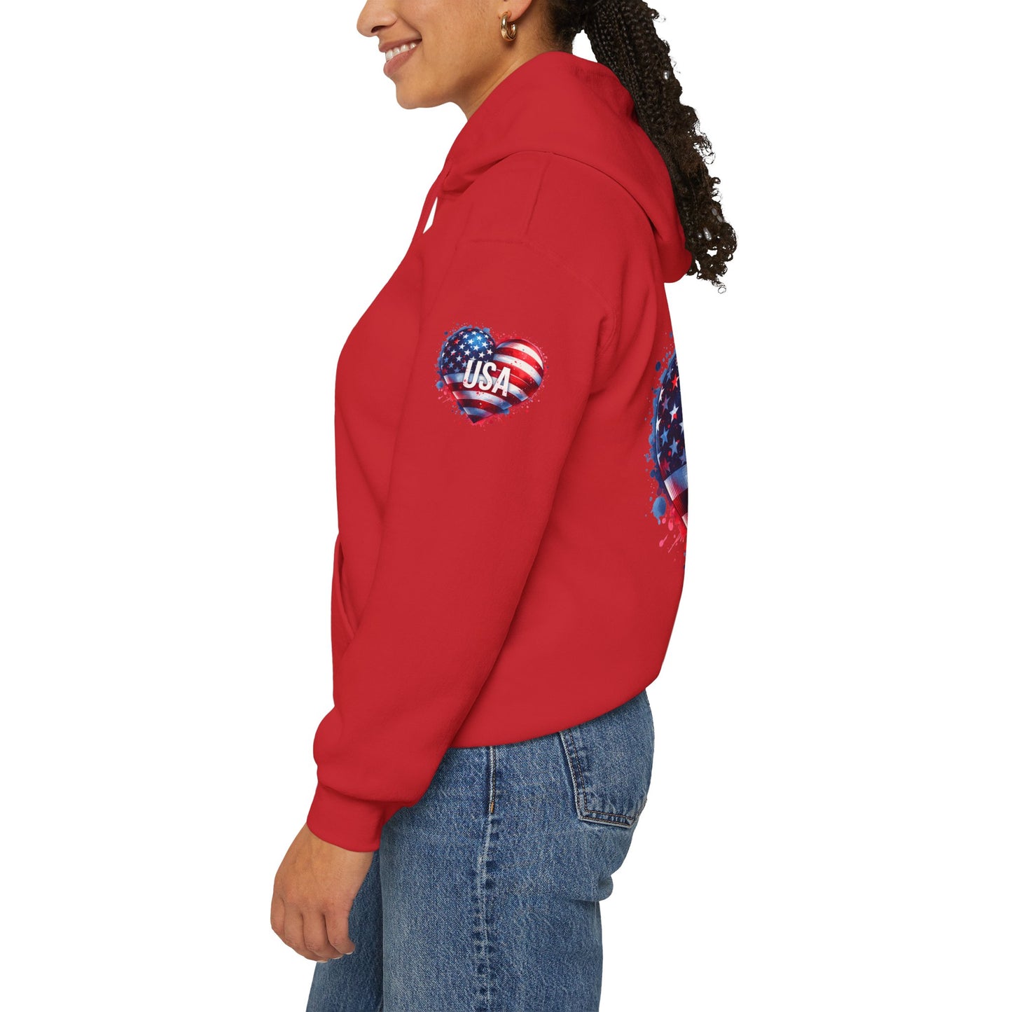 Princess Grace Patriotic Heart Hoodie for USA Lovers Unisex Heavy Blend